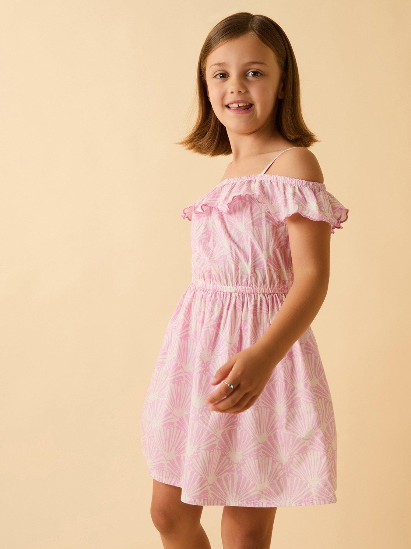 Accessorize Girls Shell Print Dress - Light Purple