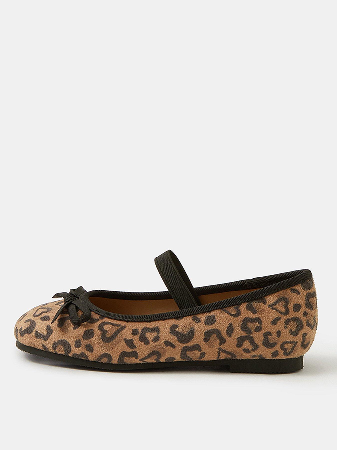 Image 2 of 3 of Accessorize Girls Animal Print Ballerina Shoes - Brown