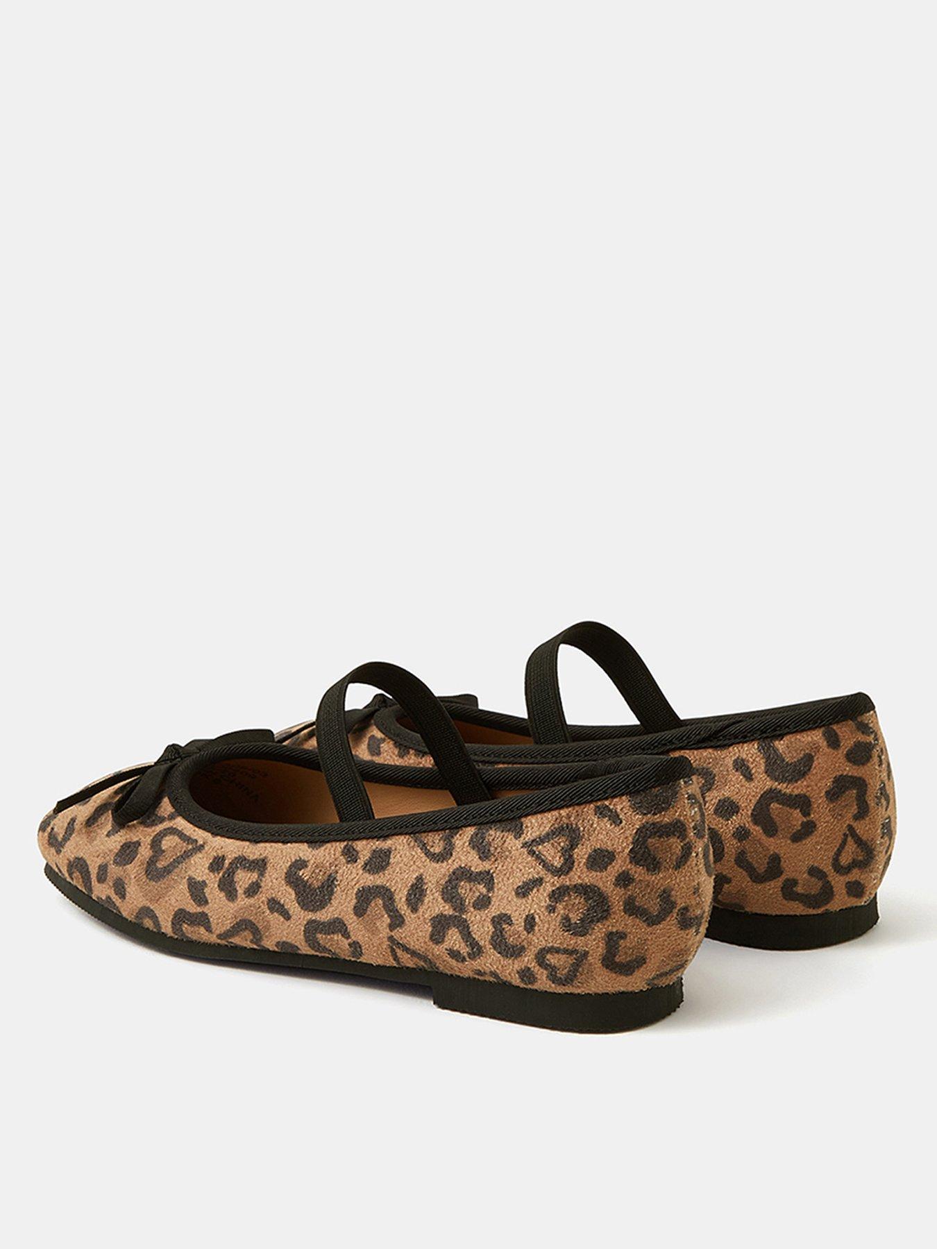 Image 3 of 3 of Accessorize Girls Animal Print Ballerina Shoes - Brown