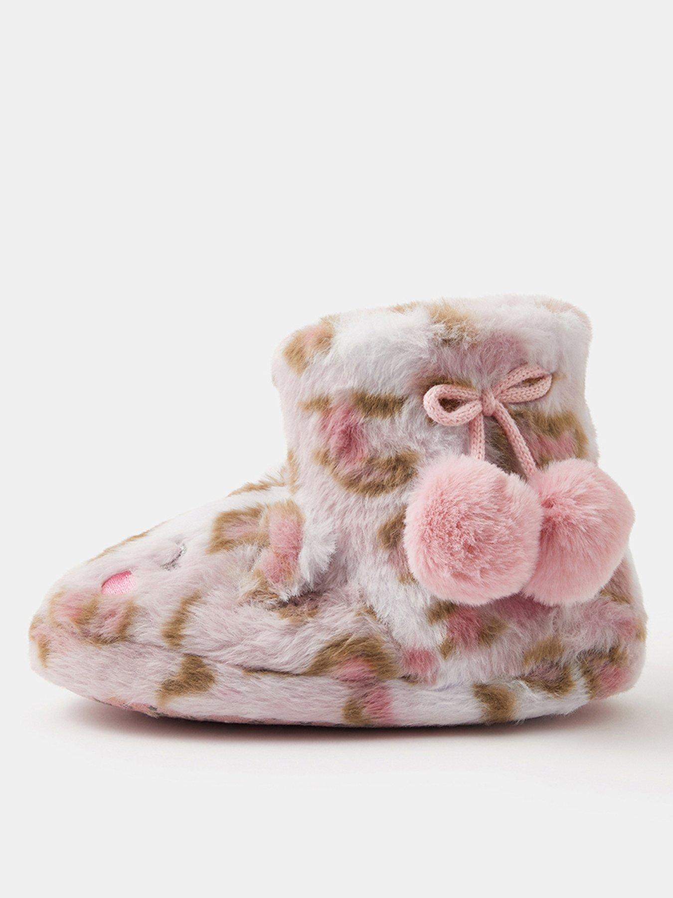 undefined Girls Leopard Cat Slipper Boots - Brown