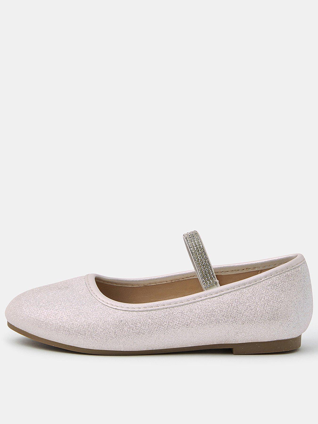 undefined Girls Glittery Party Shoes - Light Cream