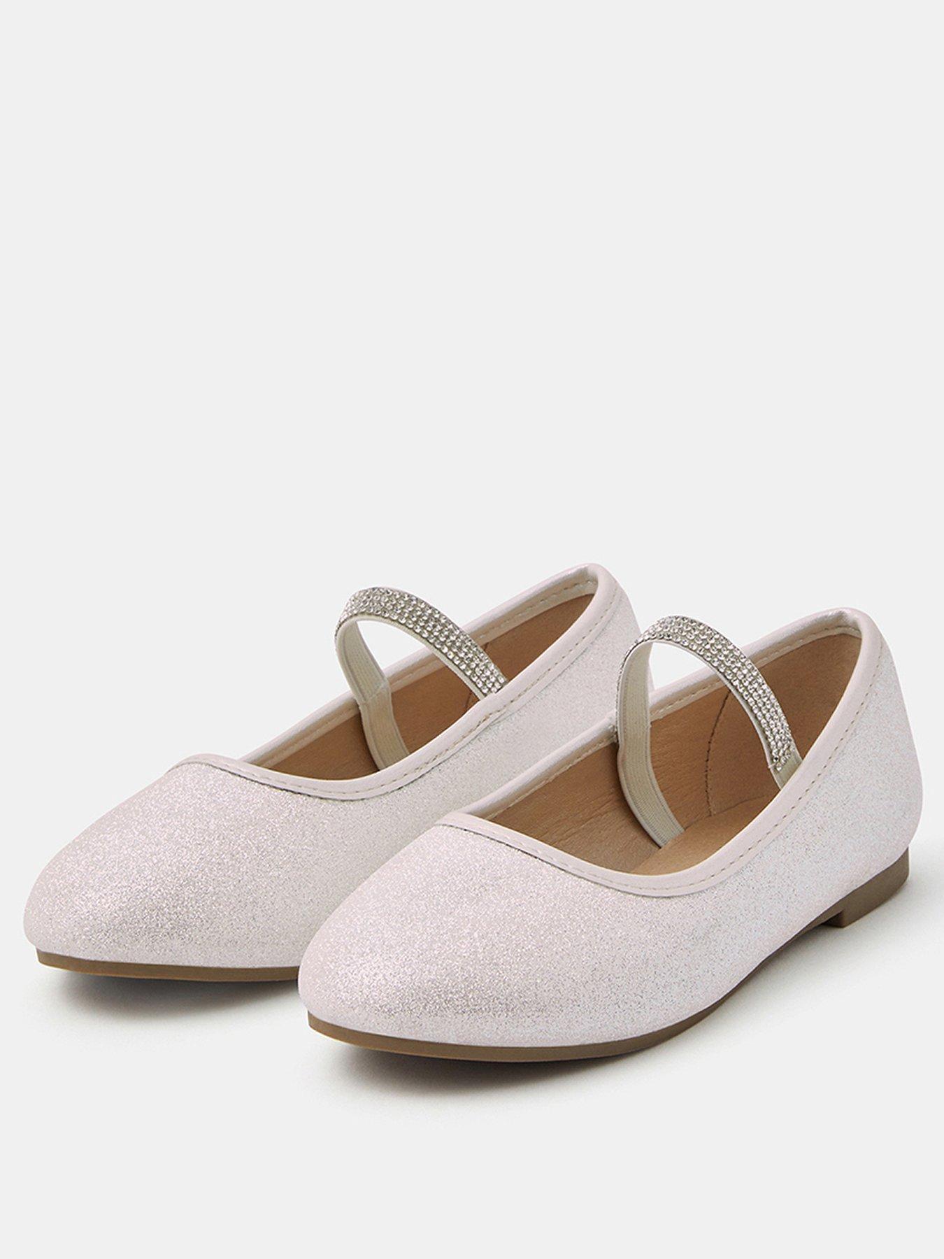 Image 2 of 3 of Accessorize Girls Glittery Party Shoes - Light Cream