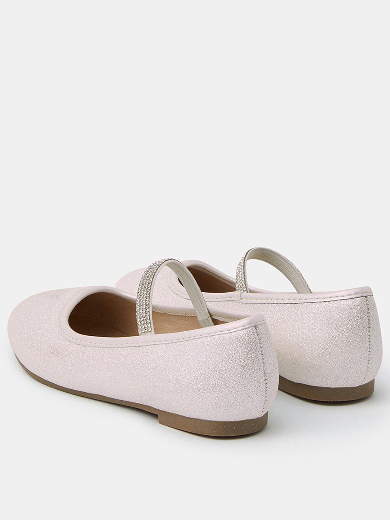 Image 3 of 3 of Accessorize Girls Glittery Party Shoes - Light Cream
