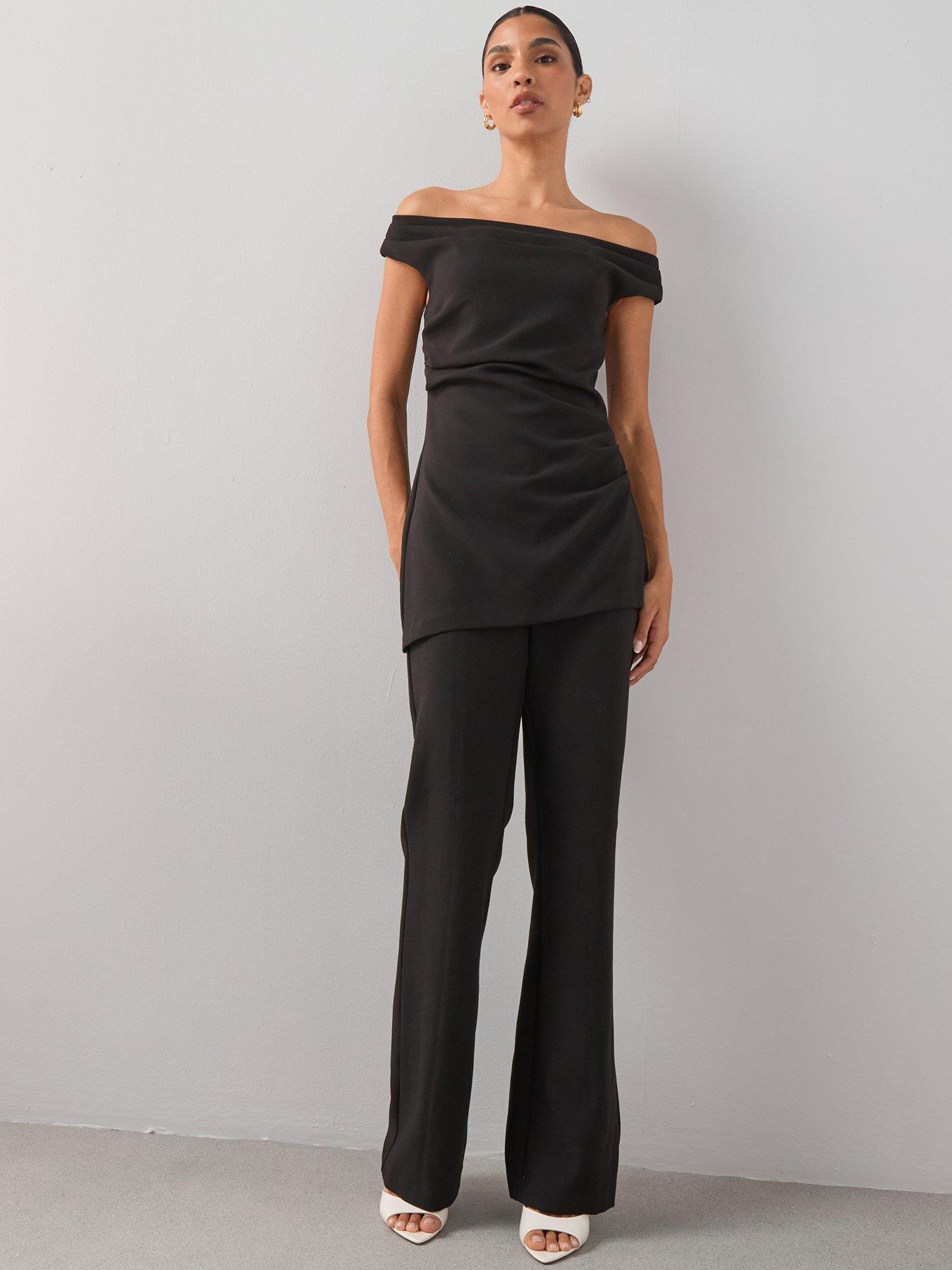 The Very Collection Ruched Bardot Jumpsuit - Black