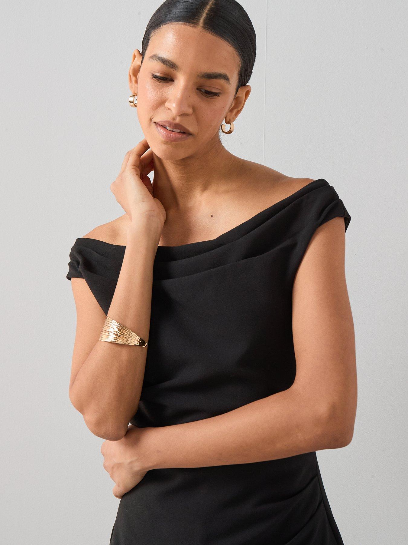 Image 6 of 6 of The Very Collection Ruched Bardot Jumpsuit - Black