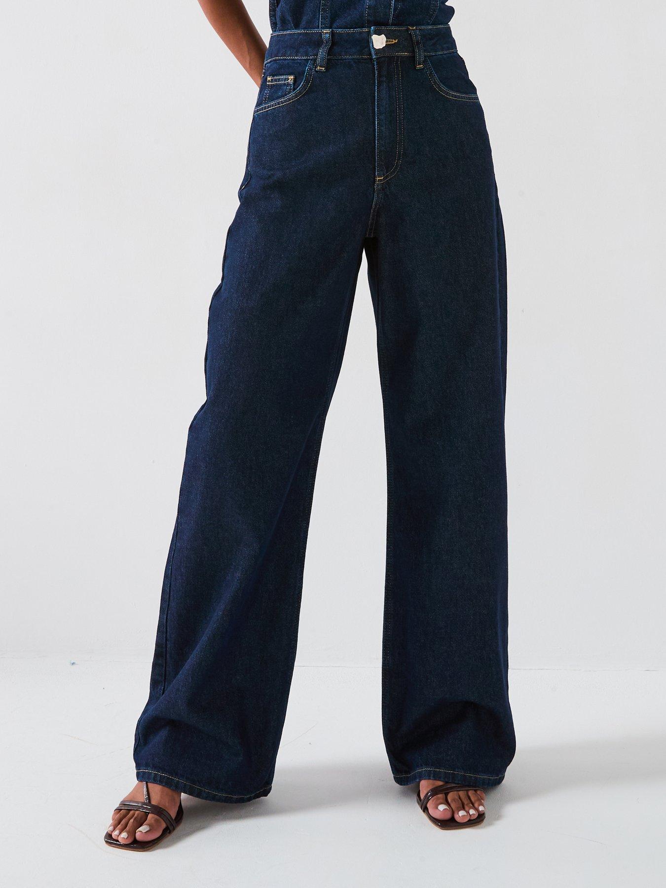 undefined Button Detail Co-Ord Wide Jeans - Dark Wash