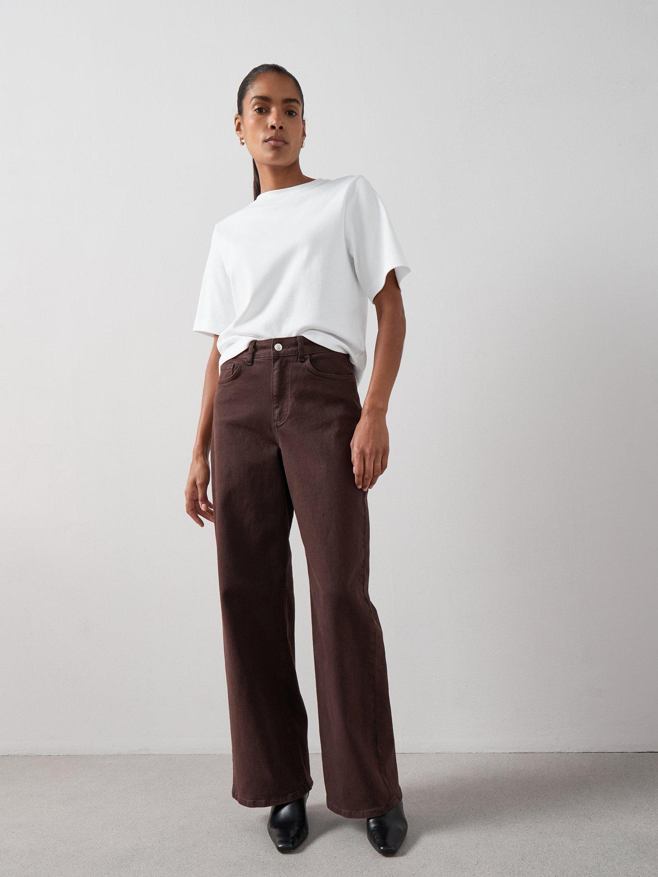 Image 3 of 6 of The Very Collection High Waist Wide Leg Jeans - Brown