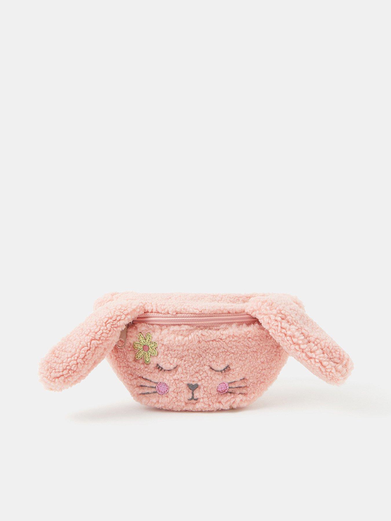 Image 1 of 4 of Accessorize Girls Bunny Fleece Belt Bag - Pink