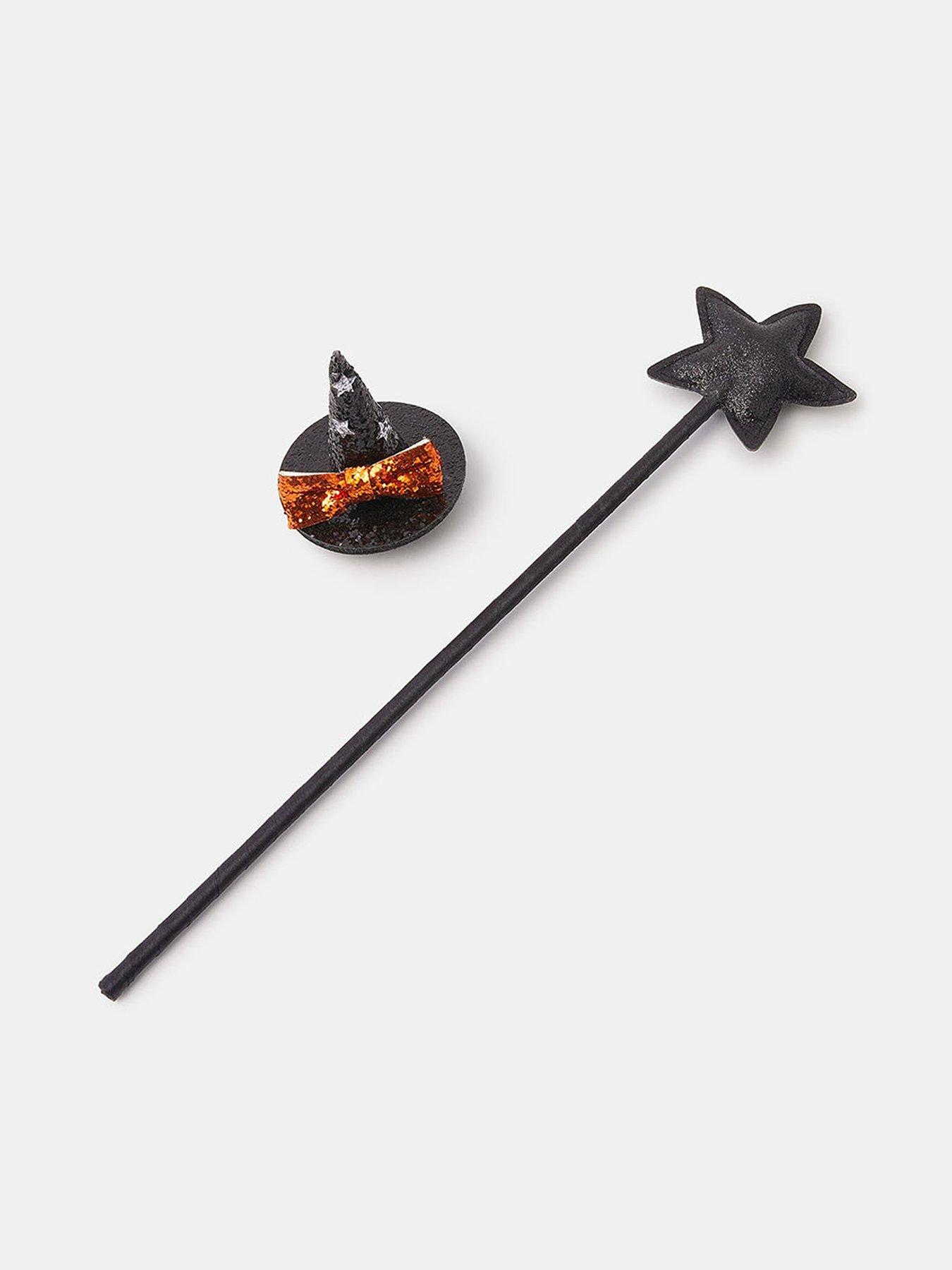 undefined Girls Halloween Hat Hair Clip And Wand Set - Black