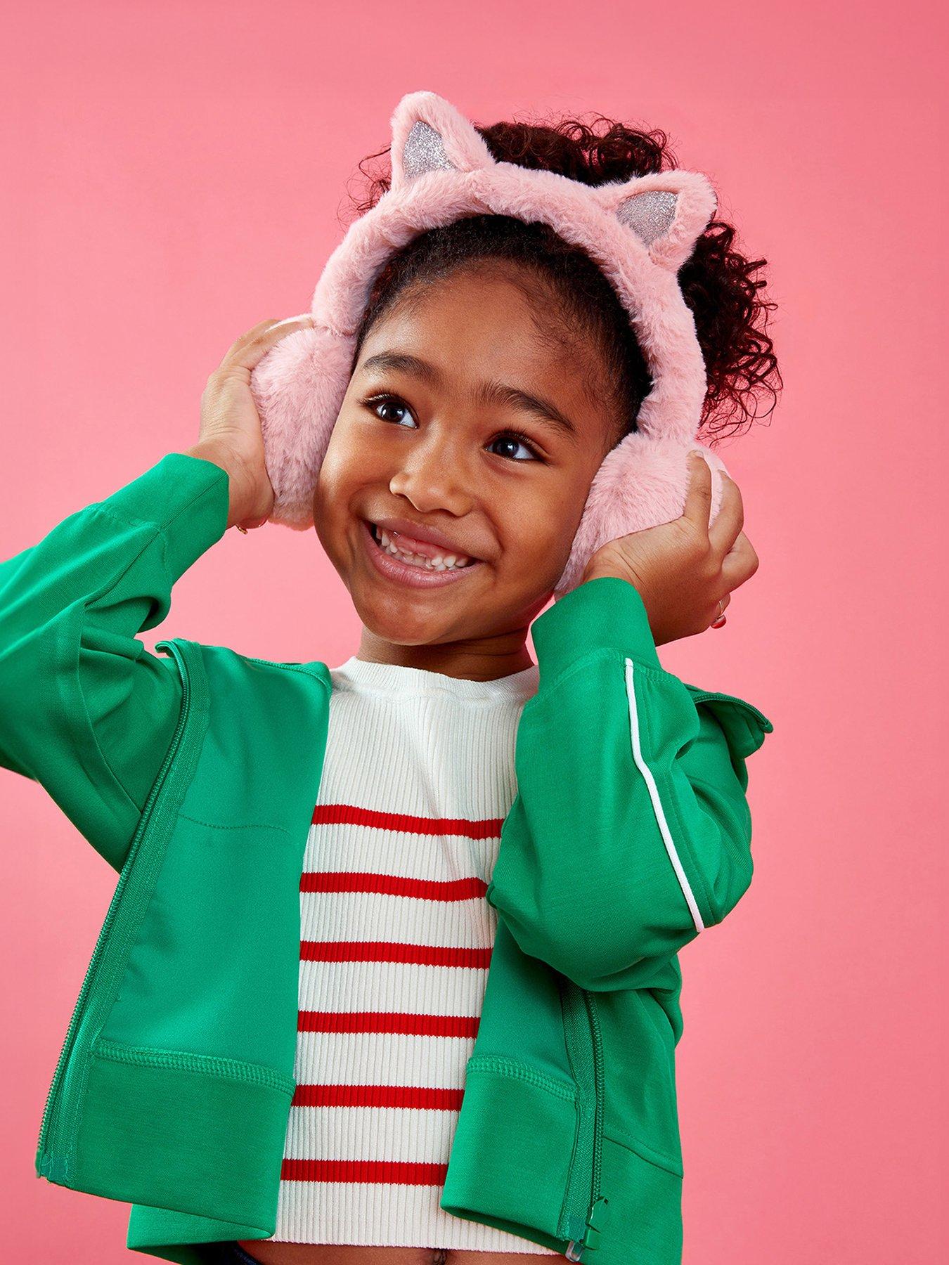undefined Girls Fluffy Cat Earmuffs - Pink