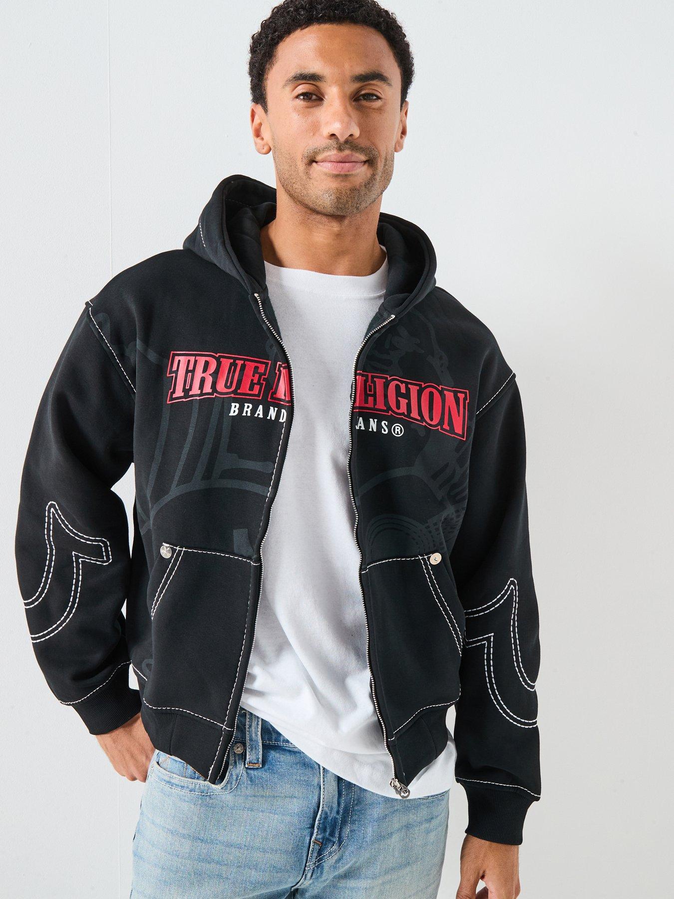 undefined Clinched Big T Zip Up Hoodie - Black