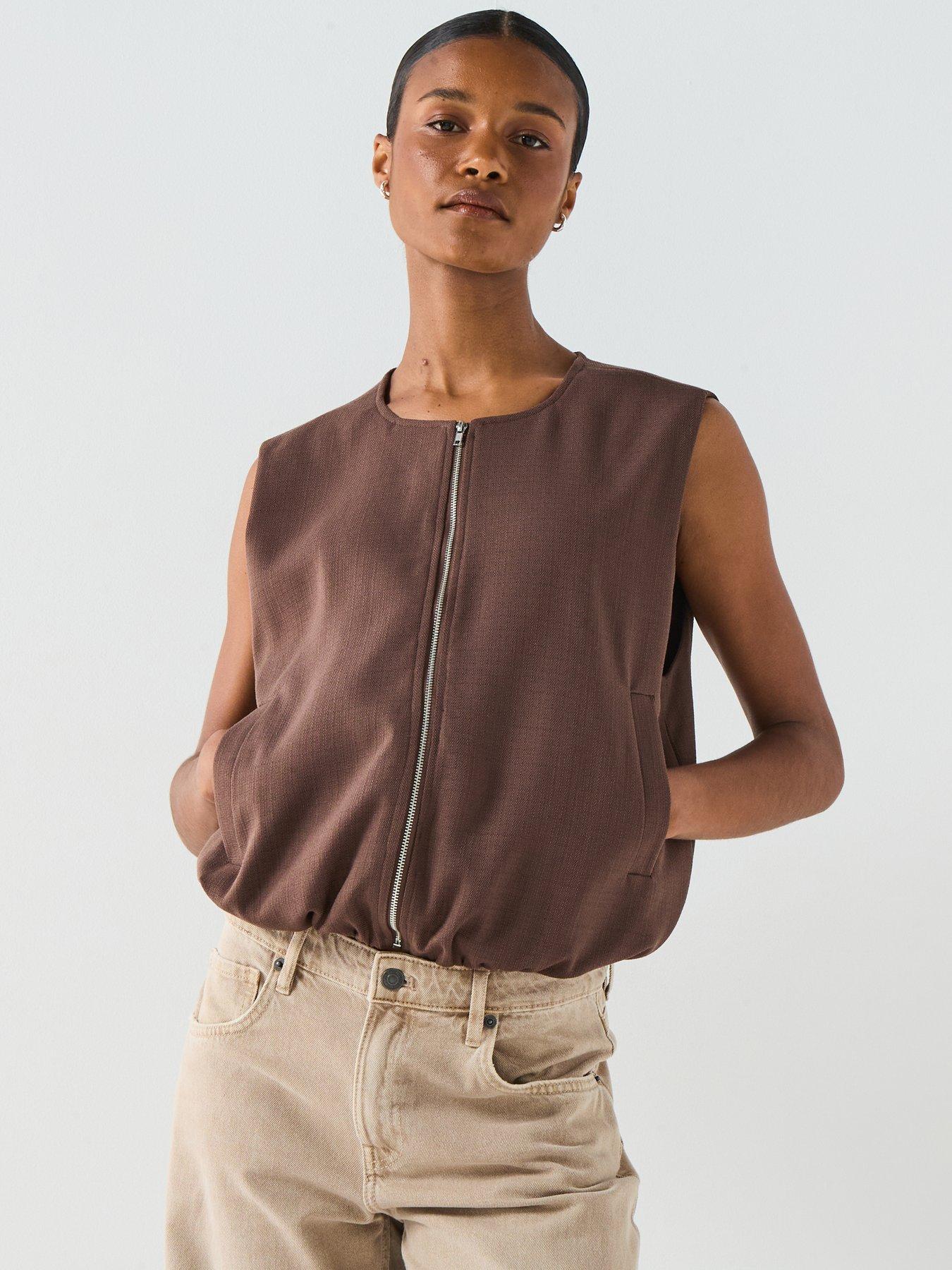 undefined Faleah Zip Thru Utility Vest - Brown