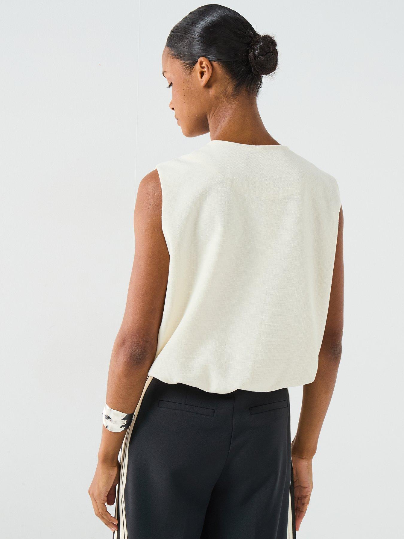 Image 2 of 6 of PIECES Faleah Zip Thru Utility Vest - White