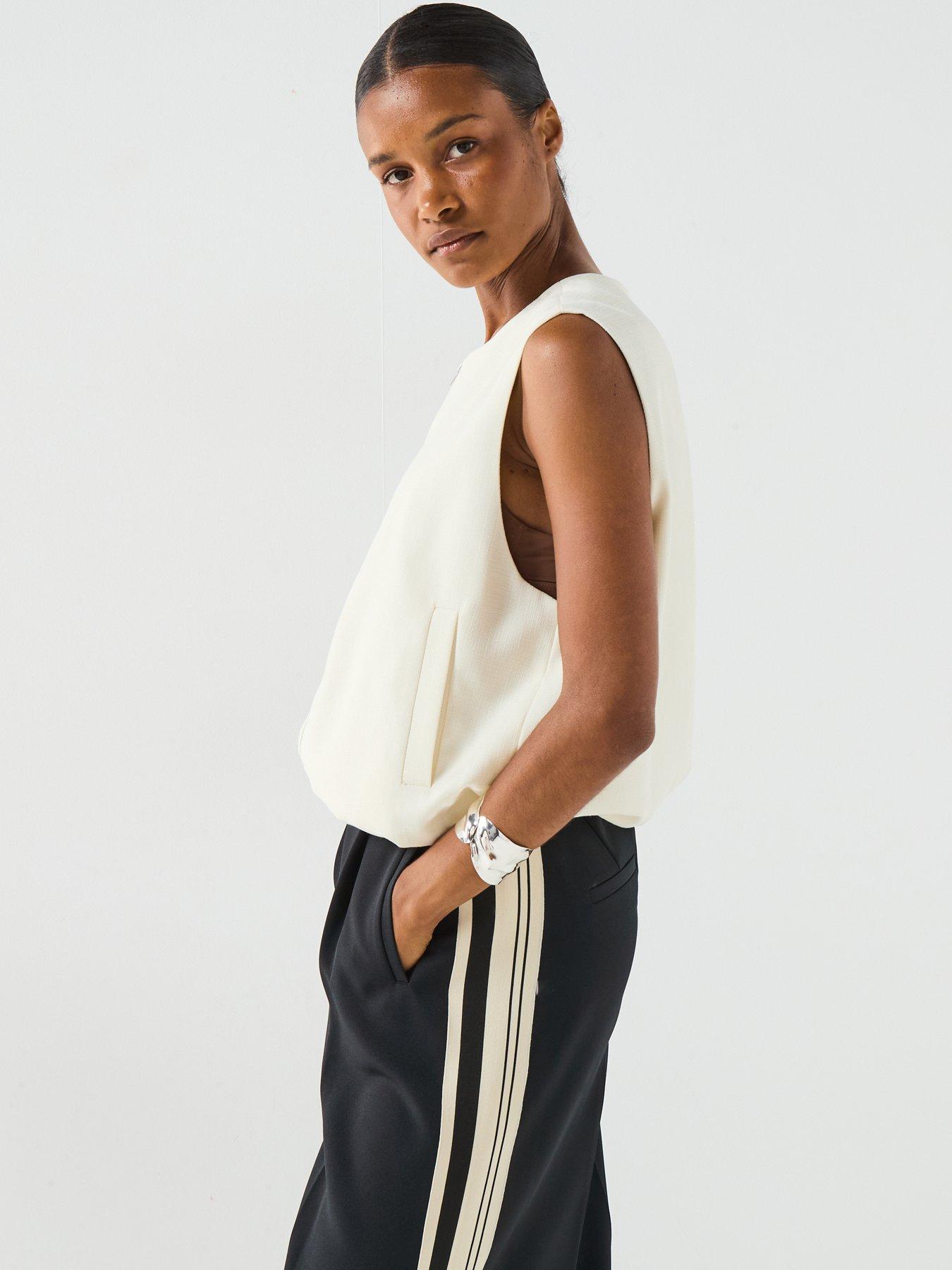 Image 6 of 6 of PIECES Faleah Zip Thru Utility Vest - White