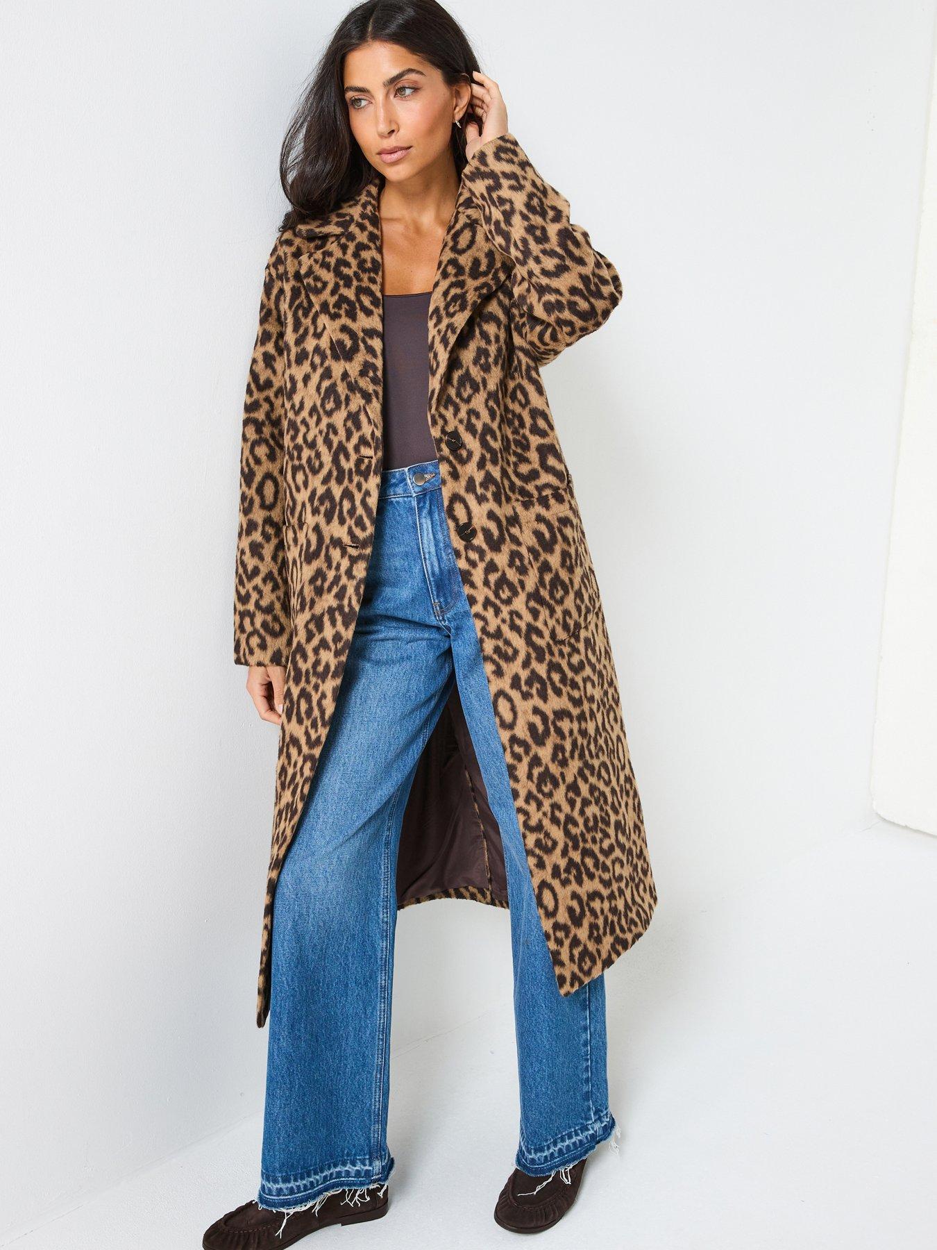 PIECES Leopard Print Long Coat - Print