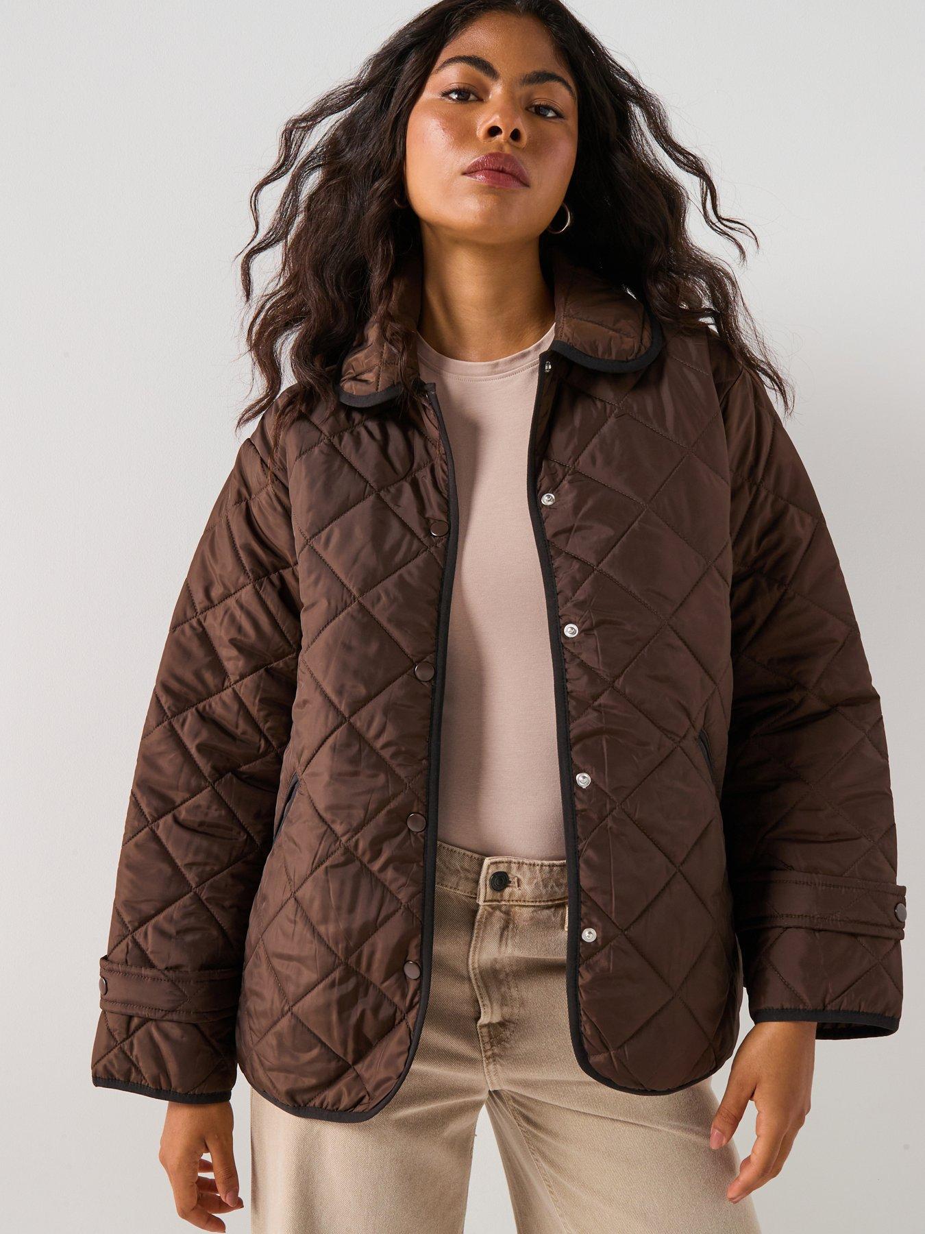 PIECES Short Quilted Jacket - Brown