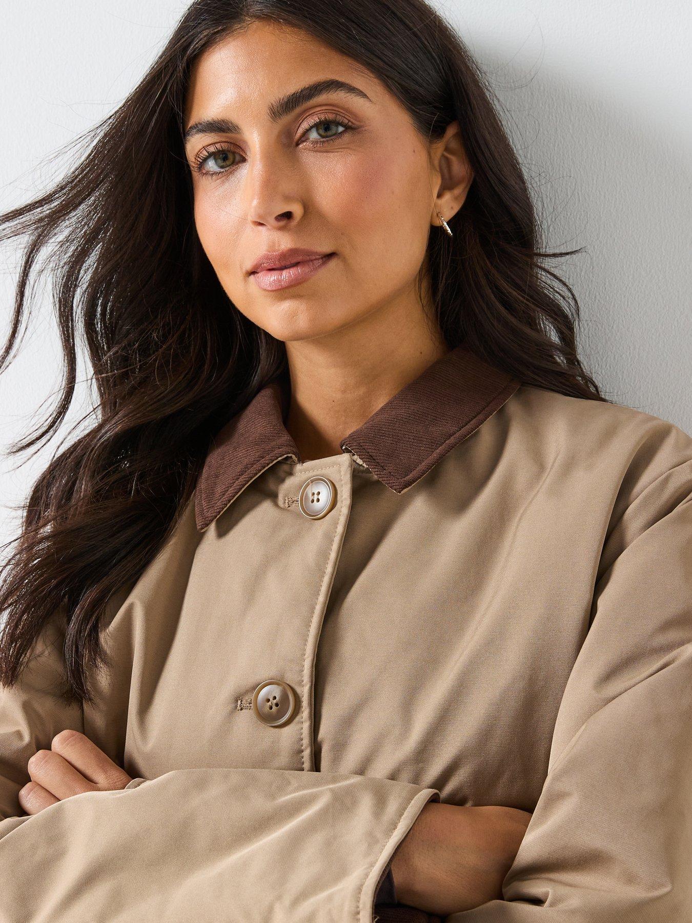  image of pieces-long-corduroy-jacket-brown