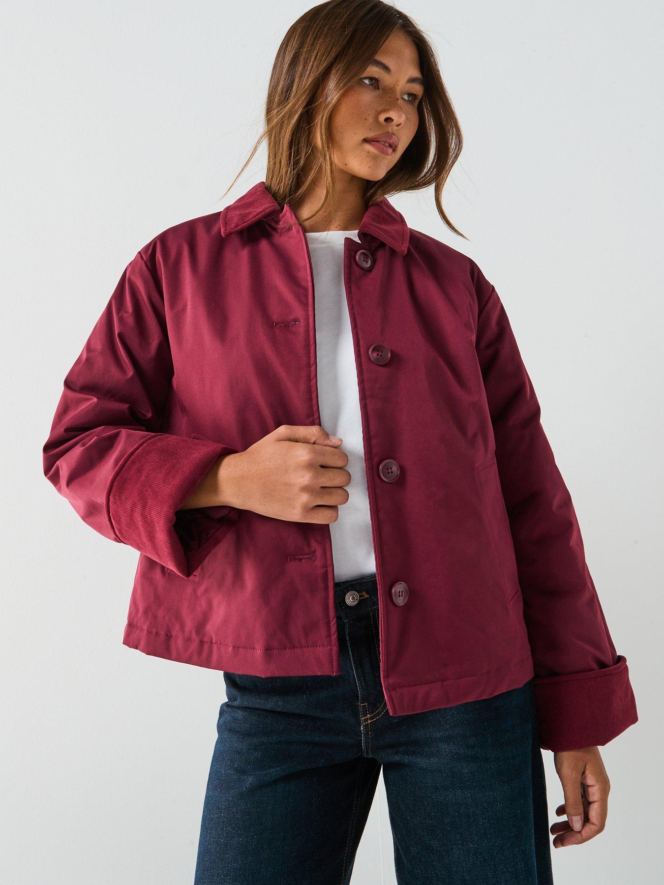 Image 5 of 6 of PIECES Pcjorma Short Corduroy Jacket - Red