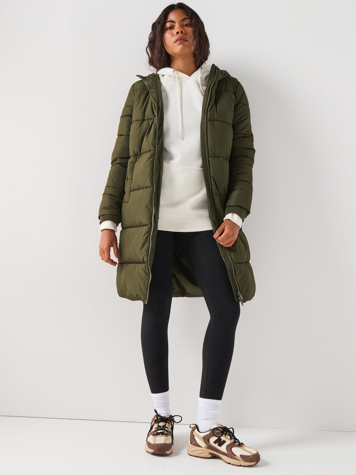 PIECES Long Puffer Jacket - Green