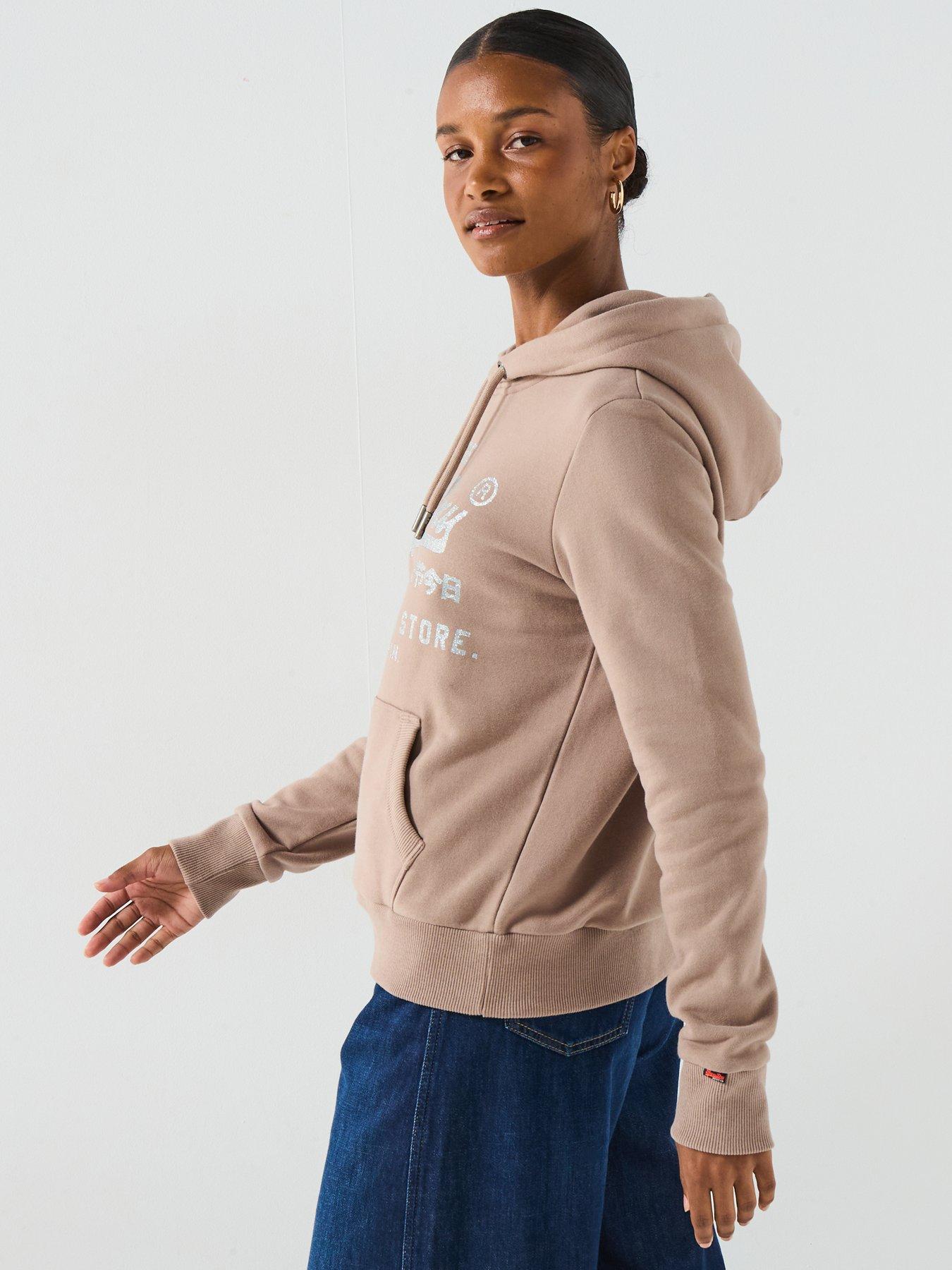 Image 6 of 6 of Superdry Embellished Relaxed Hoodie - Brown