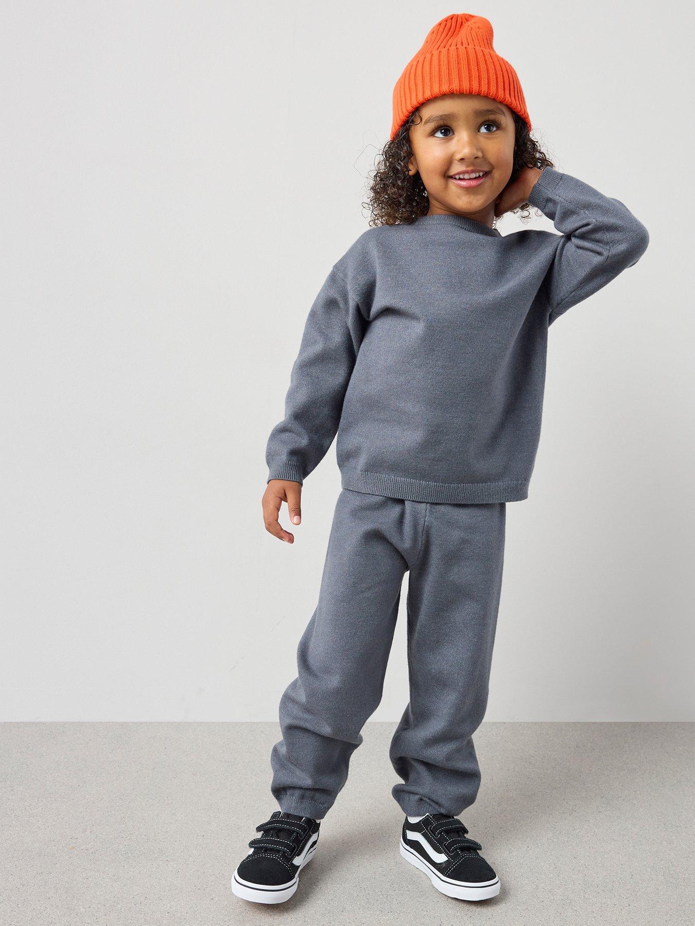  image of the-very-collection-boys-knitted-jumper-and-joggers-outfit-set-blue