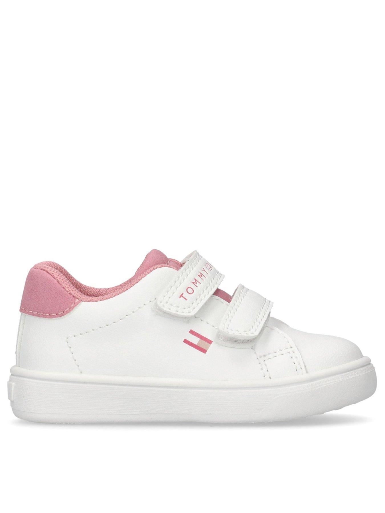Tommy Hilfiger Girls Low Cut Velcro Sneaker - Pink  &  White