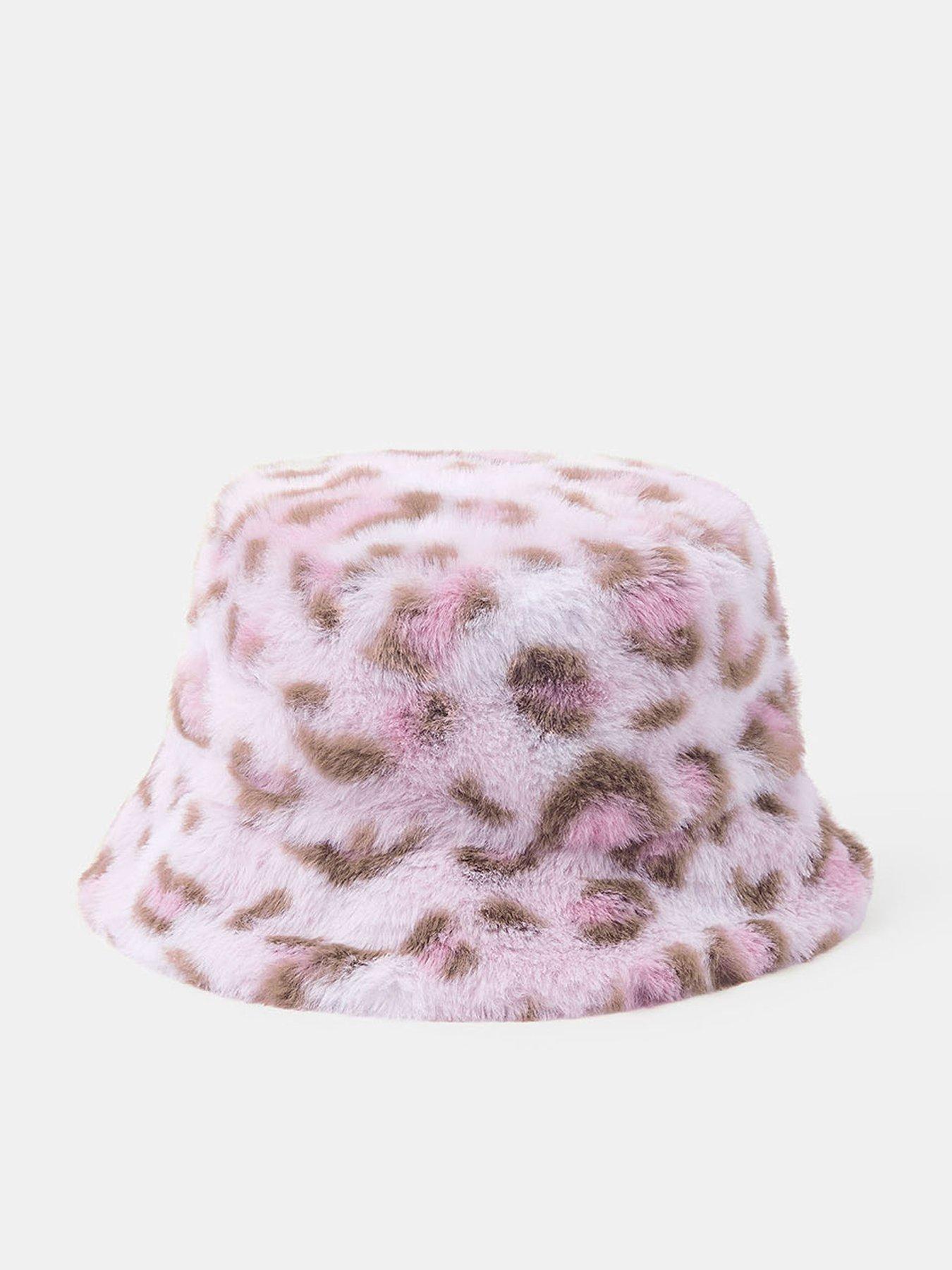  image of accessorize-girls-leopard-furry-bucket-hat-brown