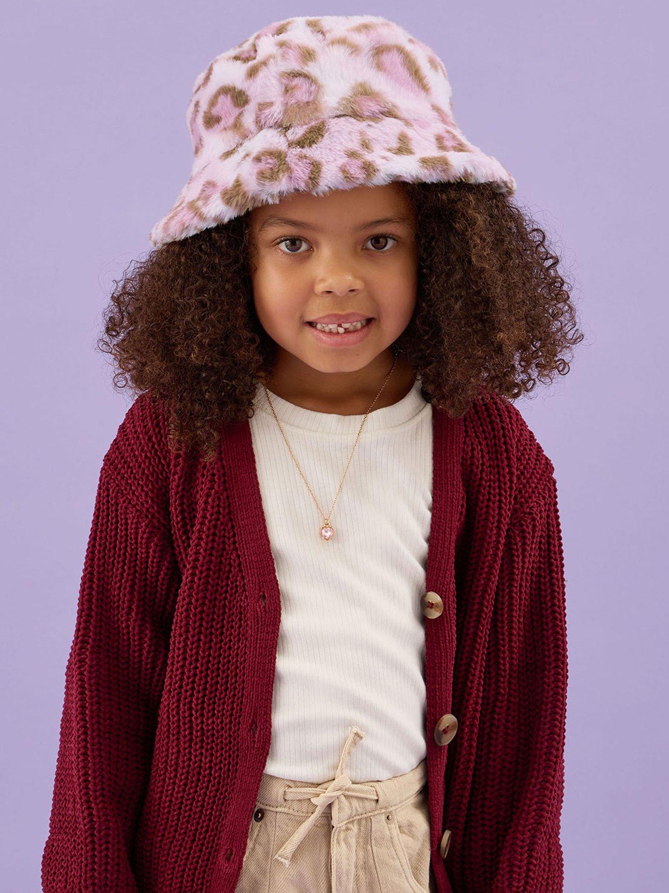  image of accessorize-girls-leopard-furry-bucket-hat-brown