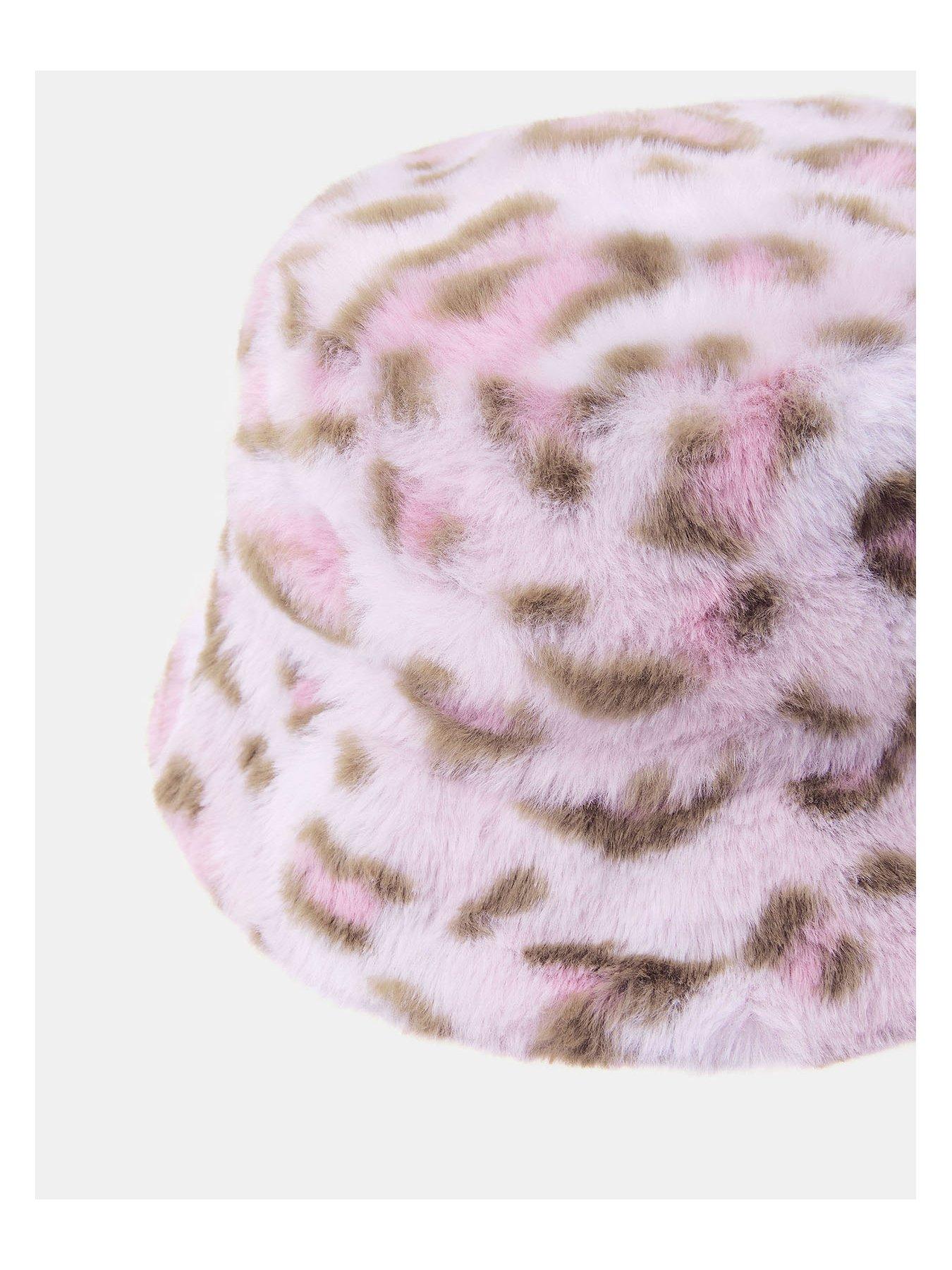  image of accessorize-girls-leopard-furry-bucket-hat-brown