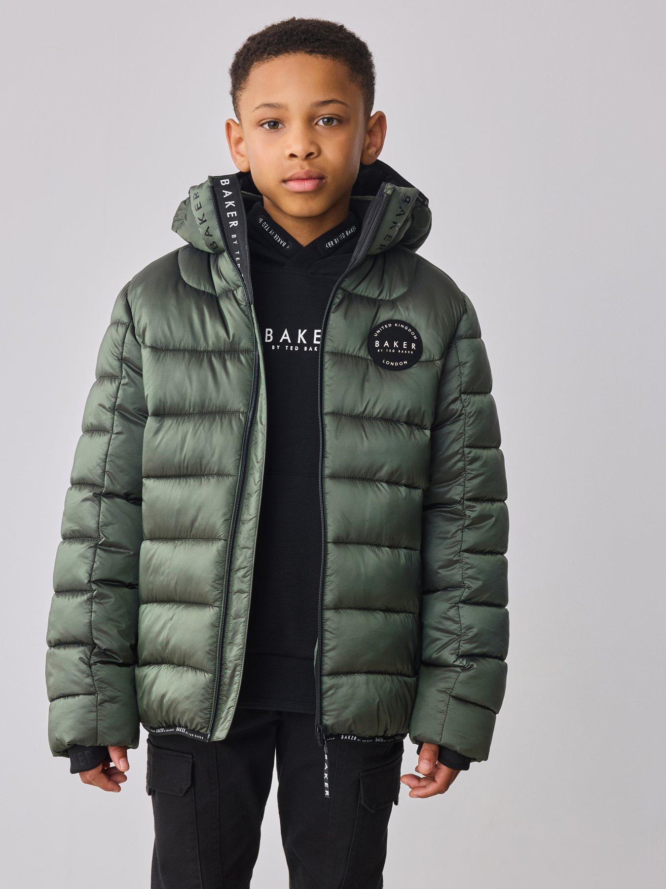 Image 1 of 7 of Ted Baker Boys Midweight Coat - Khaki Green