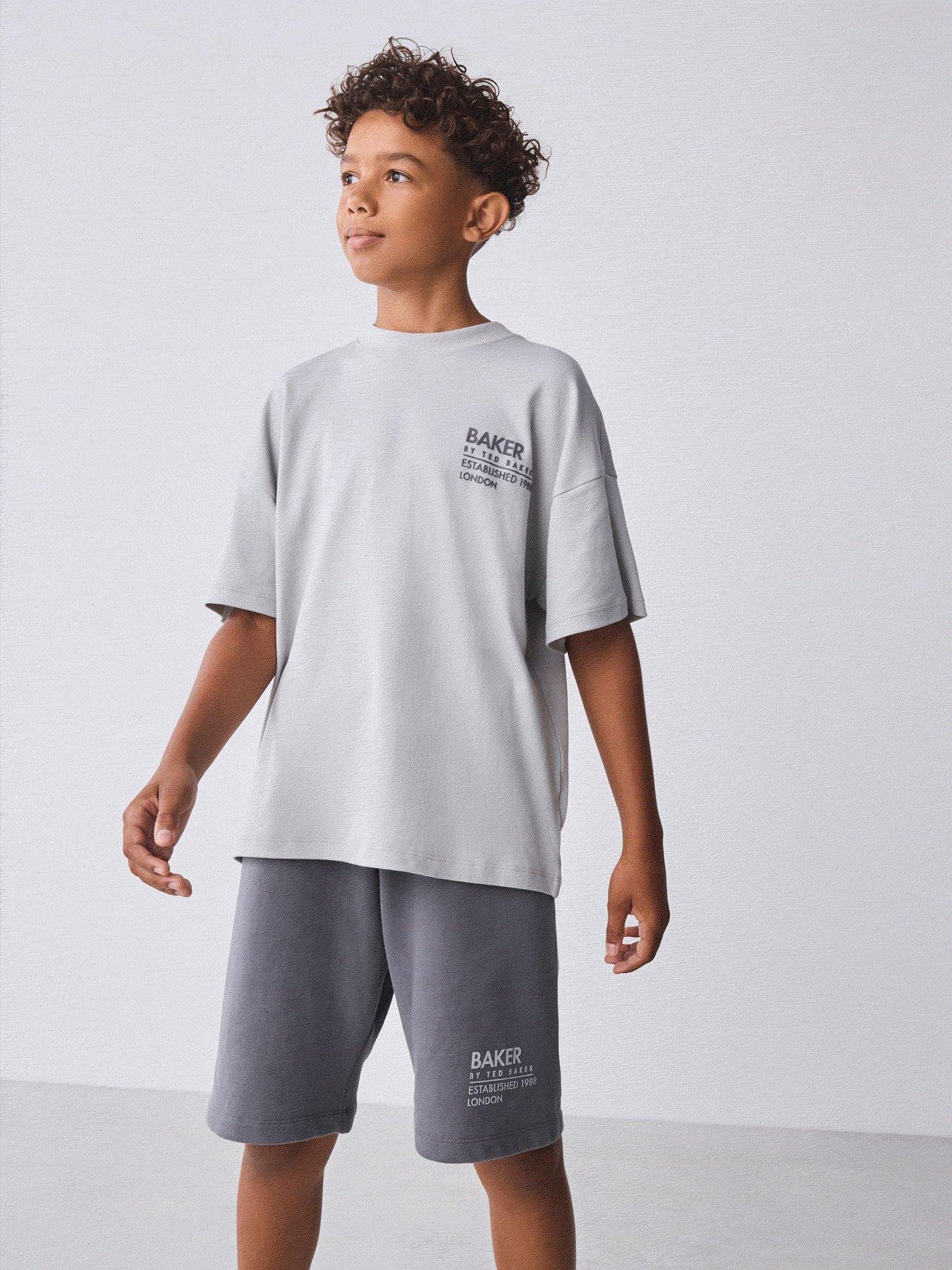 Ted Baker Boys Graphic Top And Short Set - Grey