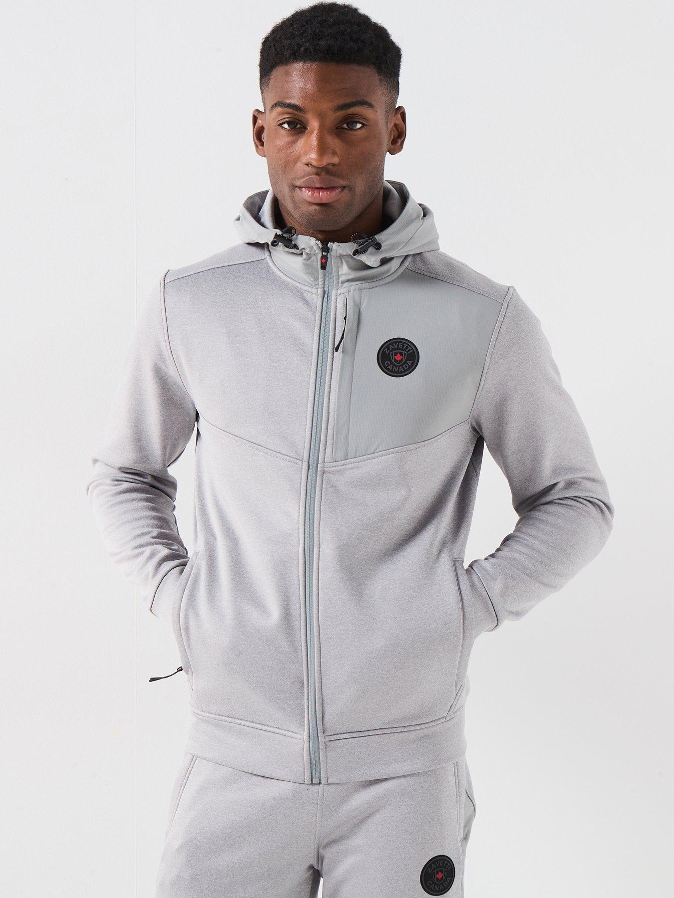 undefined Ronia Zip Through Rubberised Logo Panelled Hoodie - Grey