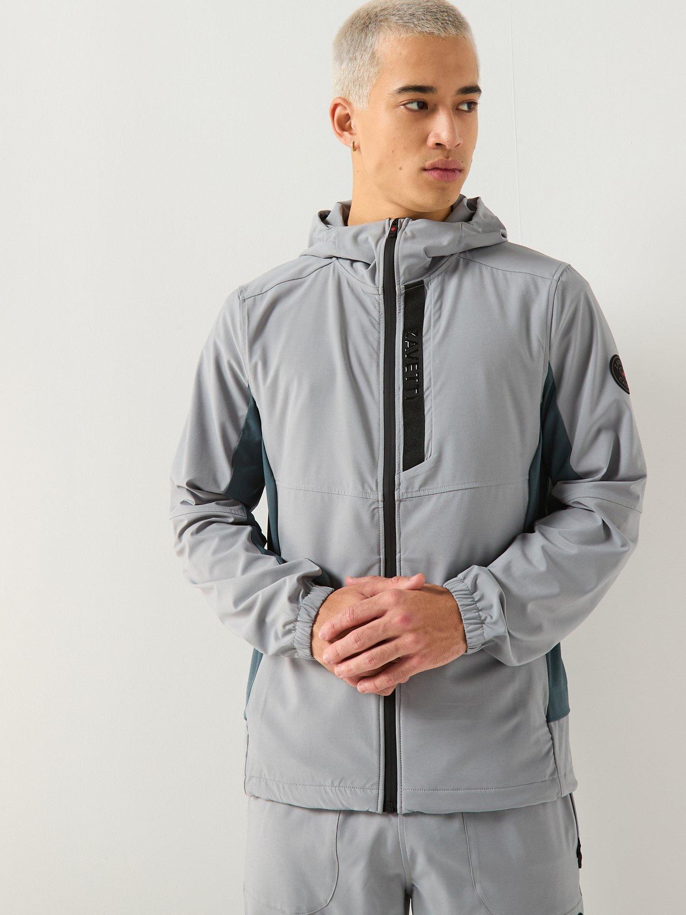 front image of zavetti-canada-verozo-reflective-zip-through-woven-hoody-grey