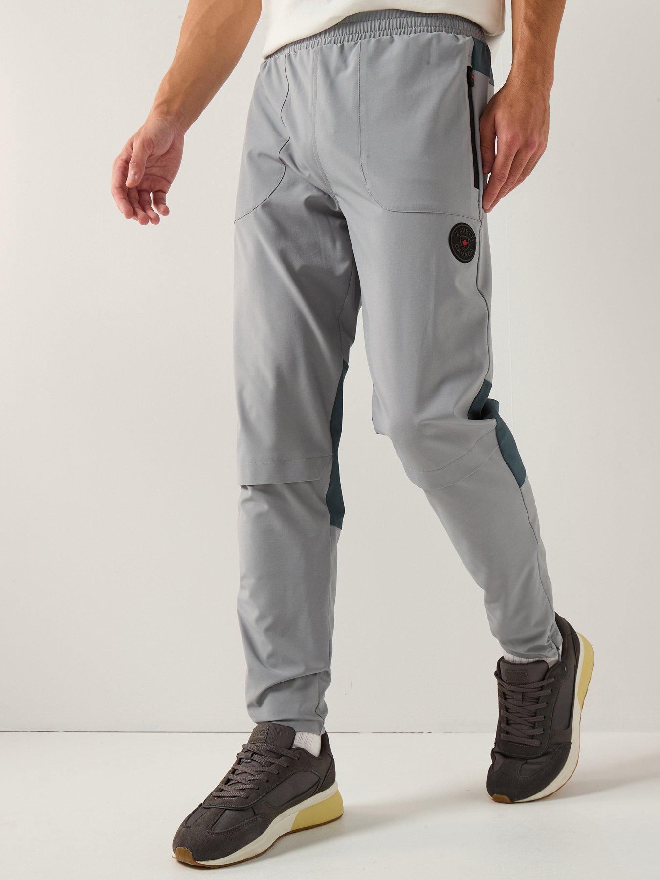 front image of zavetti-canada-verozo-woven-drawstring-trousers-grey