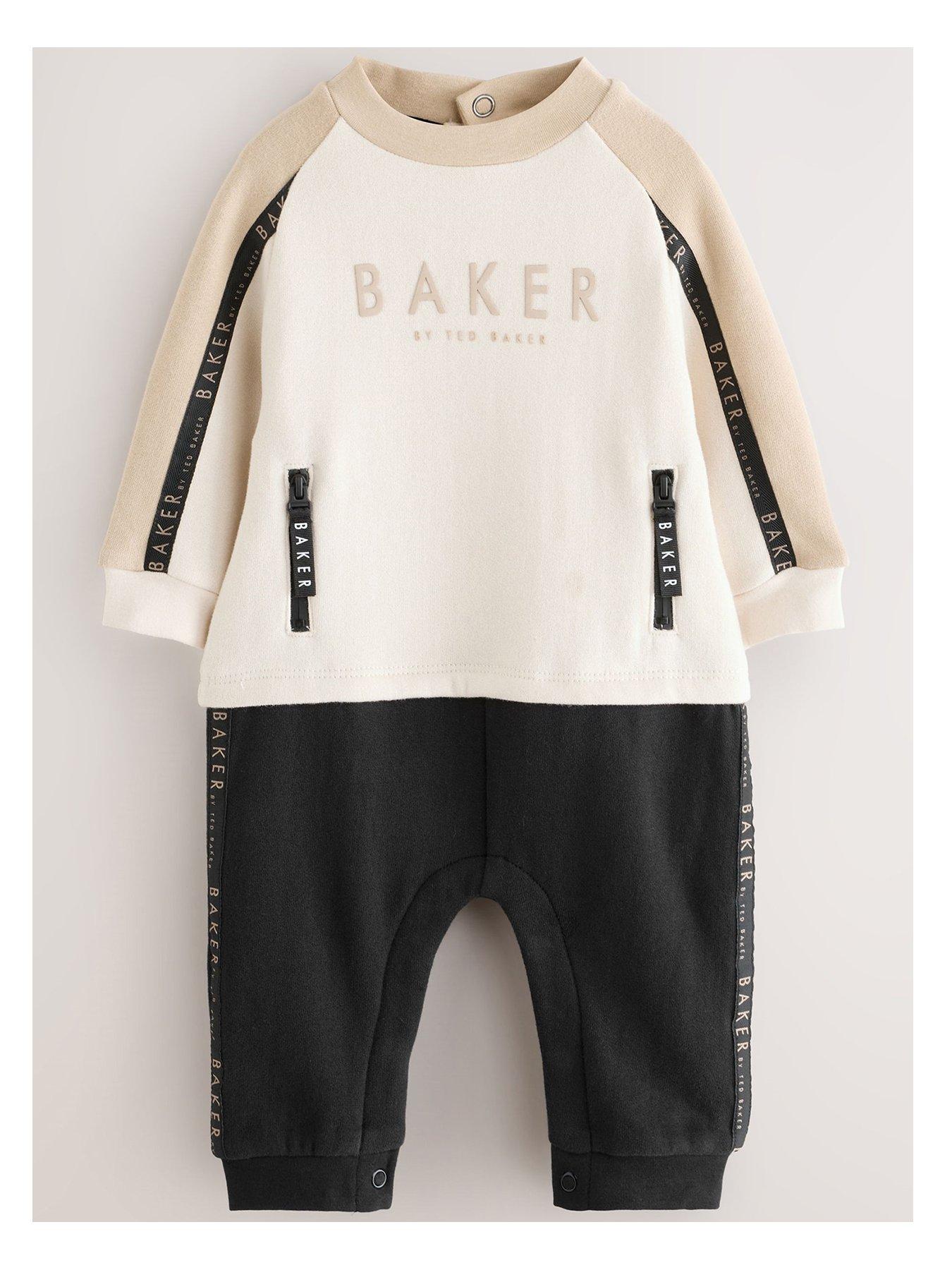 Image 1 of 6 of Ted Baker Baby Boys Rompersuit - Beige