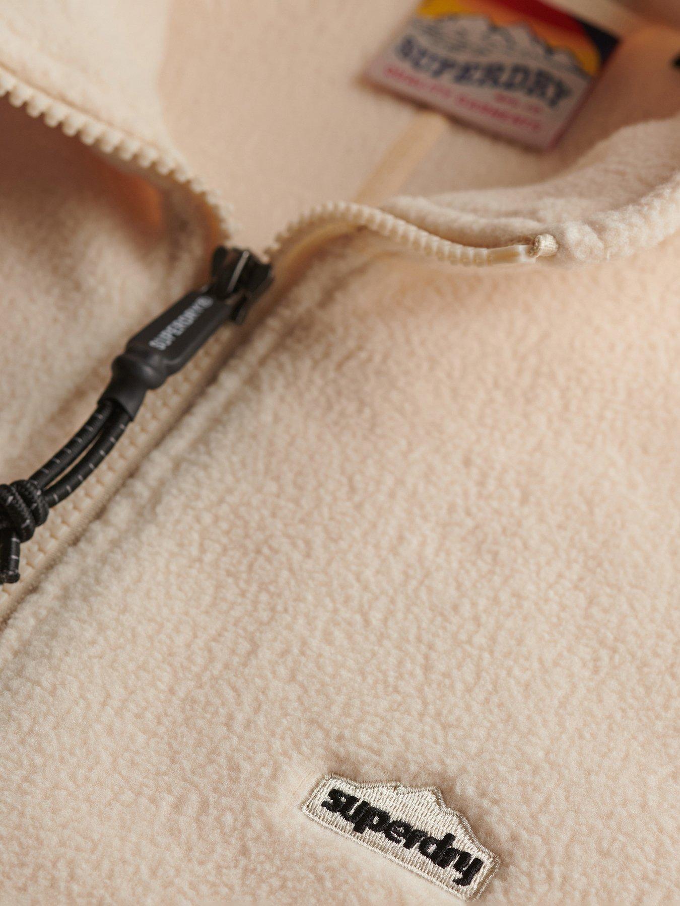 Image 4 of 5 of Superdry Polar Fleece Half Zip Sweatshirt - Beige
