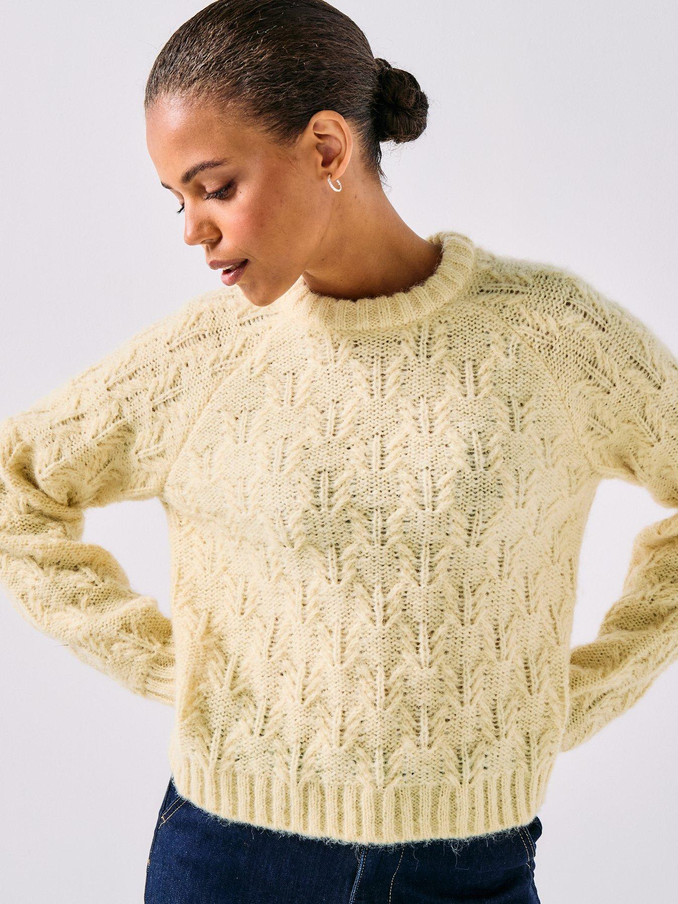 front image of pieces-jia-long-sleeve-knit-jumper-yellow