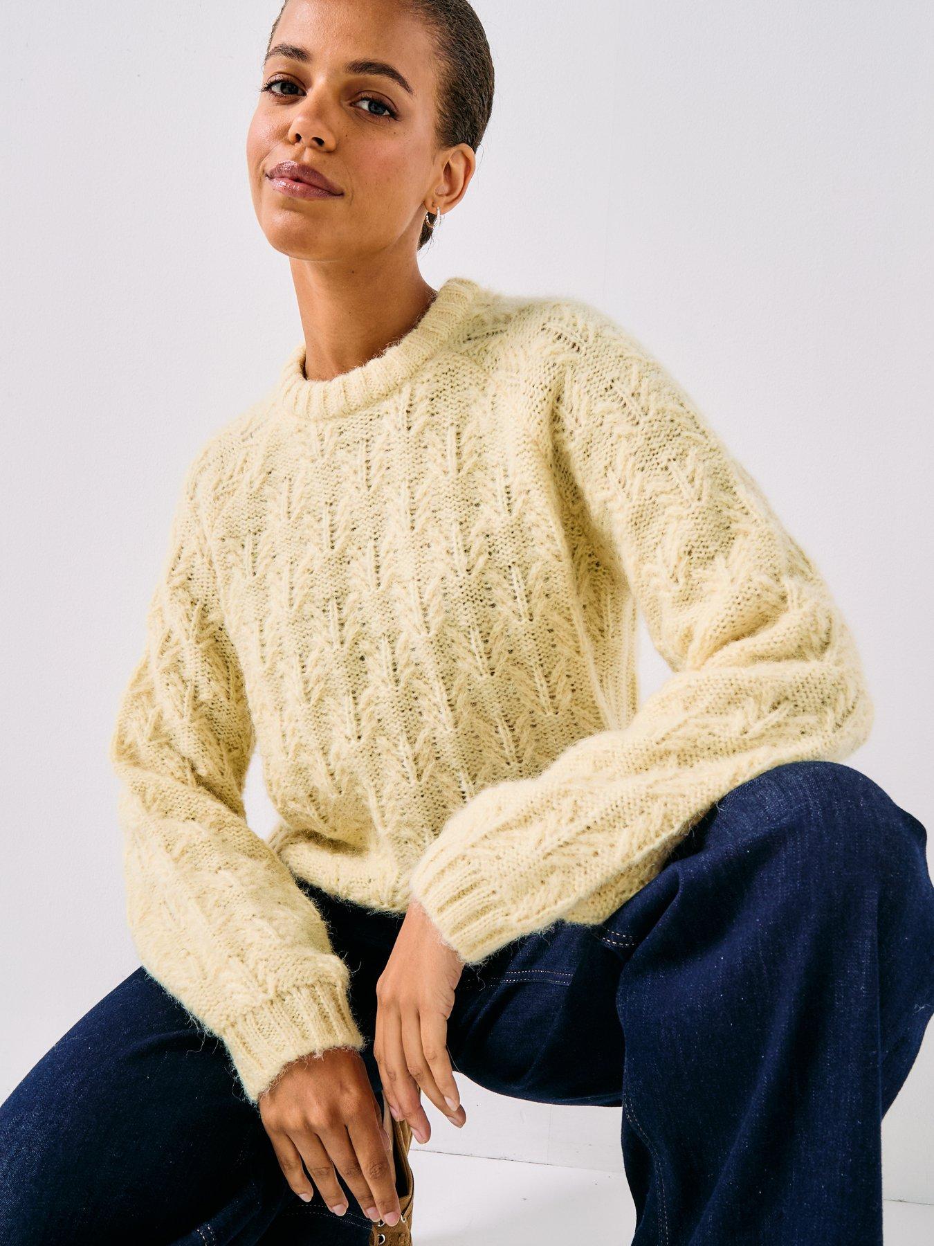  image of pieces-jia-long-sleeve-knit-jumper-yellow