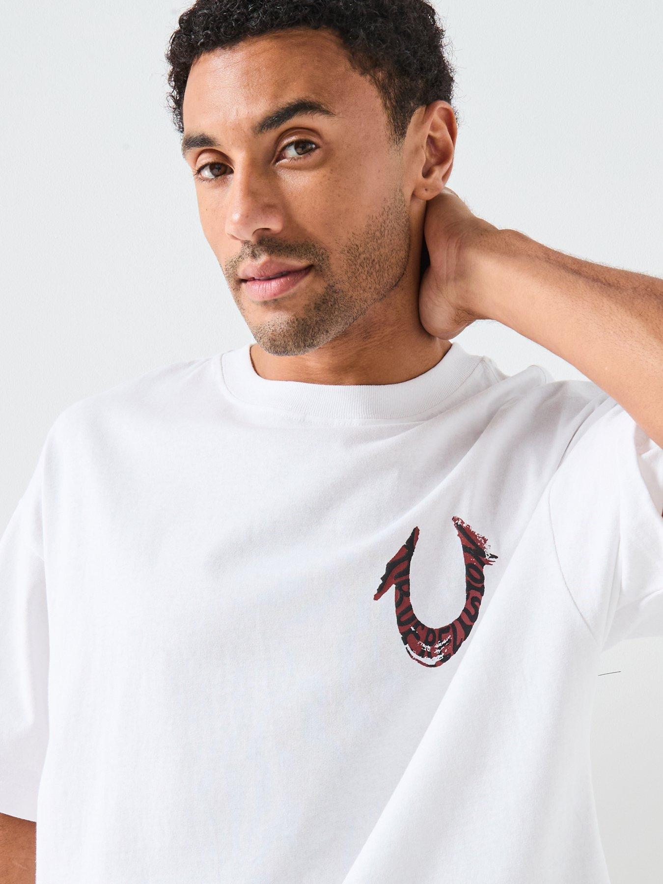 Image 4 of 4 of TRUE RELIGION Paint Back Graphic Oversized T-Shirt - White