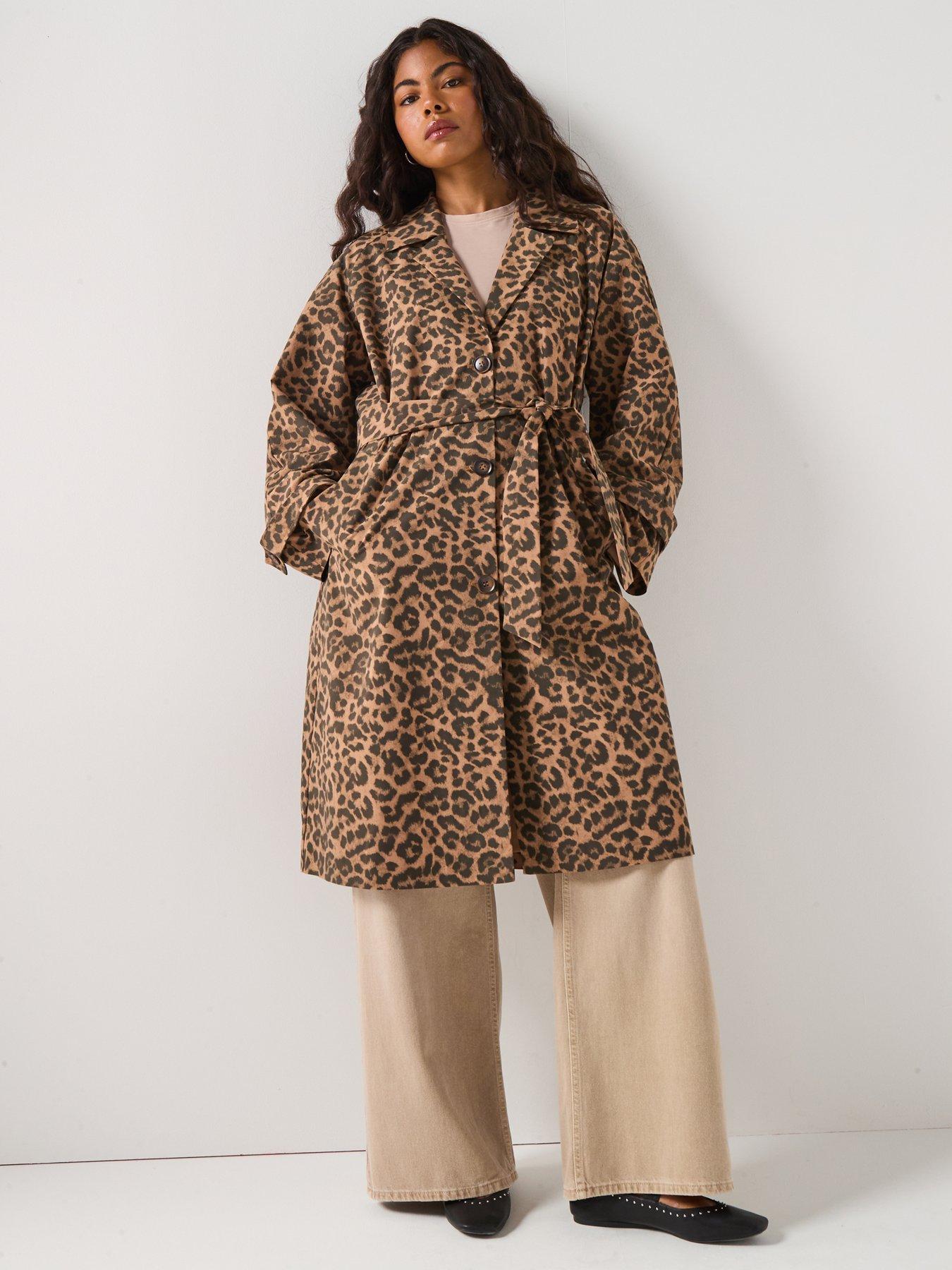 PIECES Fetina Leopard Print Trenchcoat - Multi
