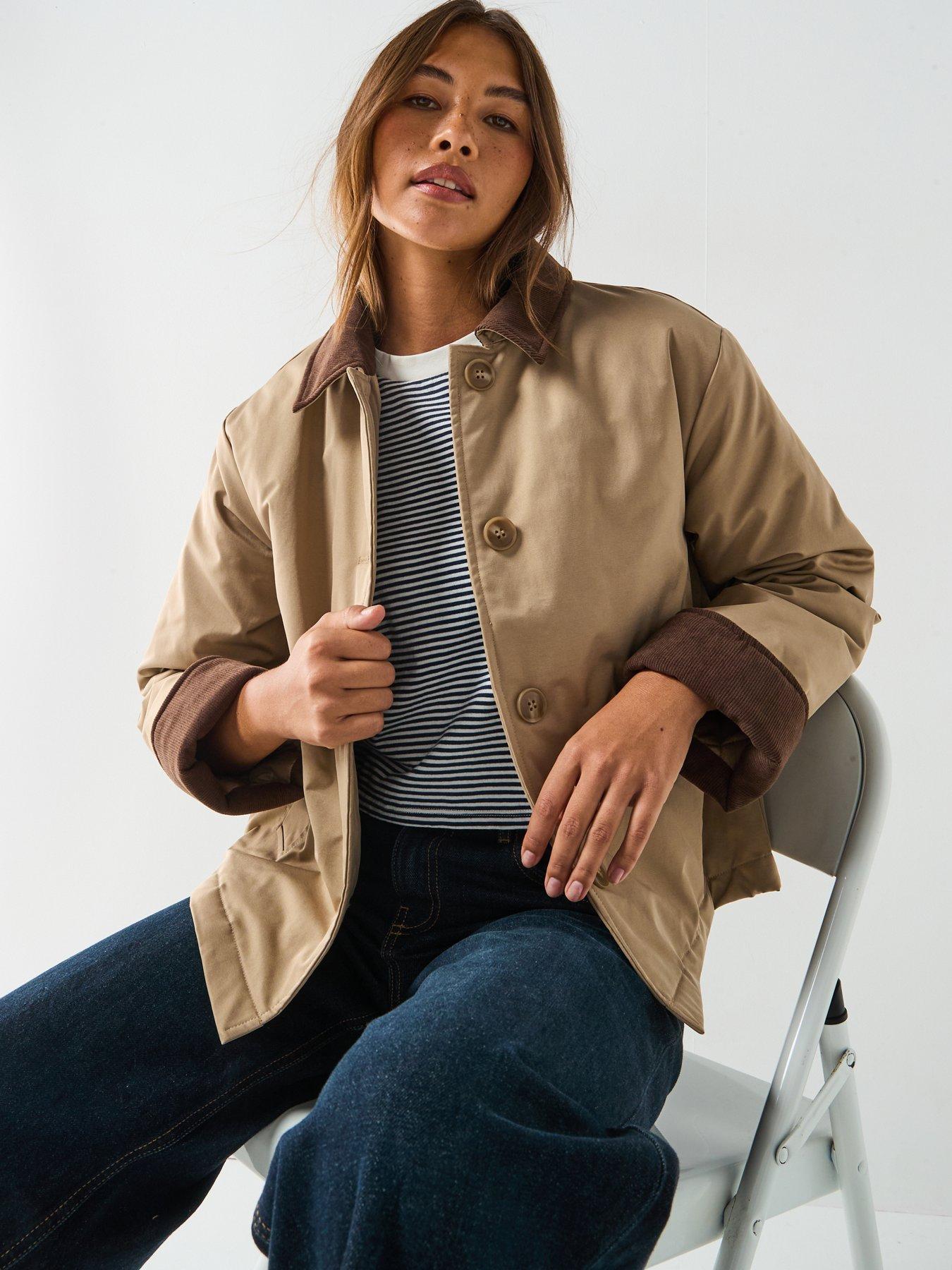 PIECES Short Corduroy Jacket - Brown | Littlewoods