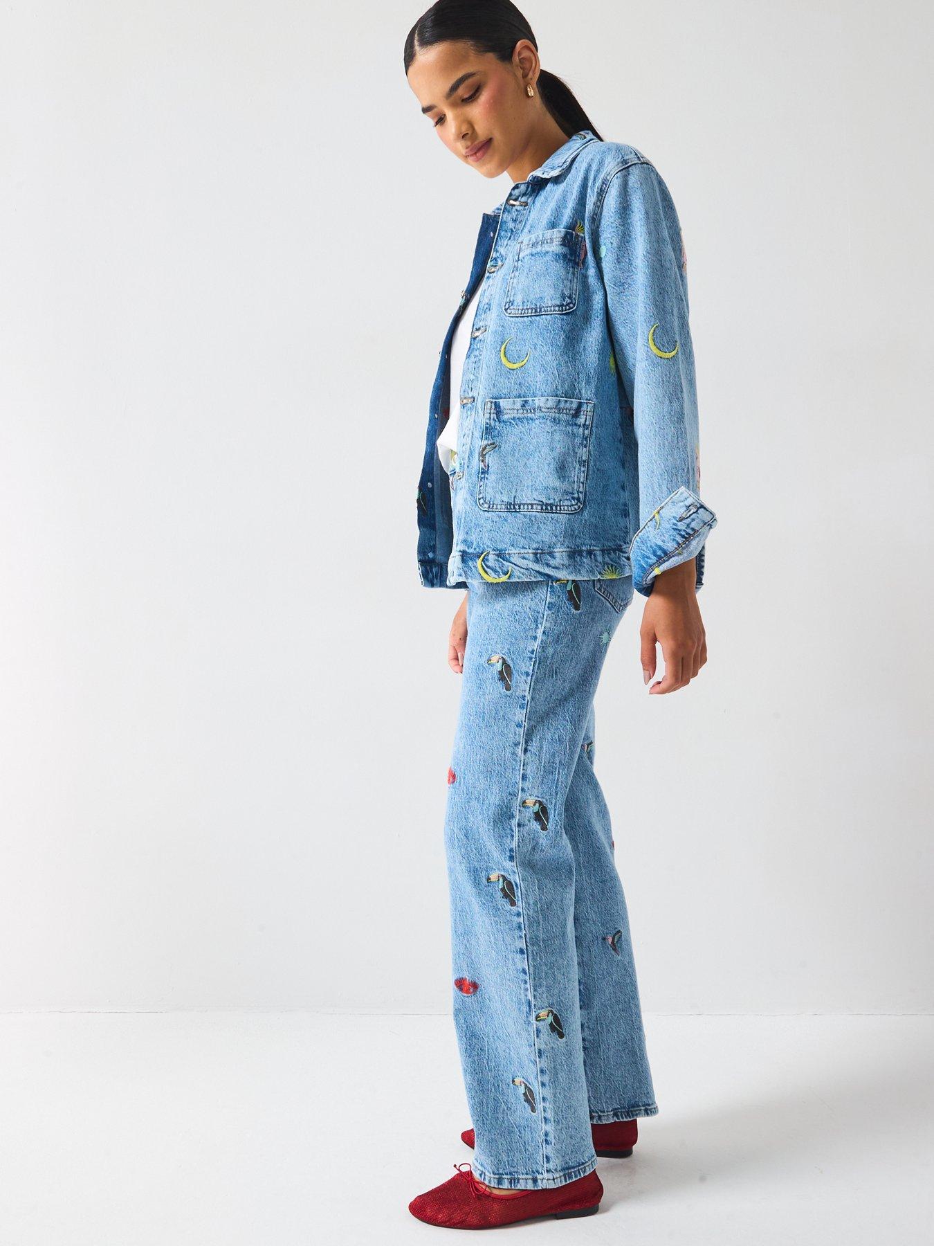  image of pieces-high-waist-straight-jeans-blue