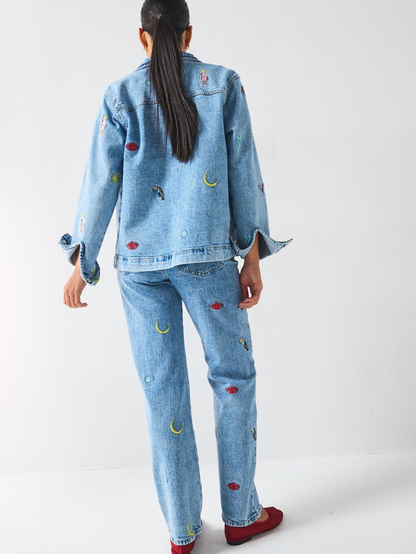  image of pieces-high-waist-straight-jeans-blue