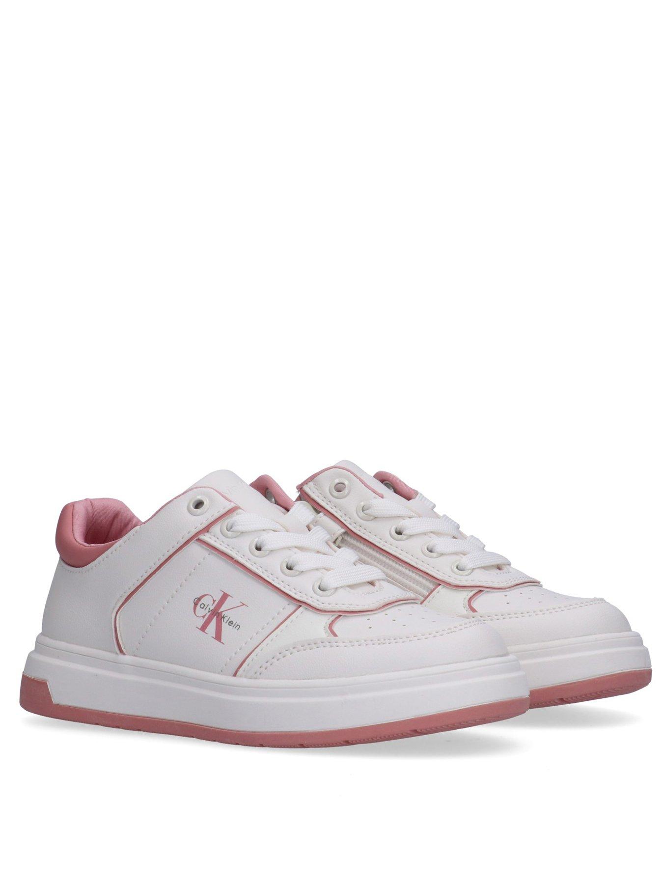 Image 2 of 5 of Calvin Klein Jeans Girls Low Cut Lace-Up Trainers - White