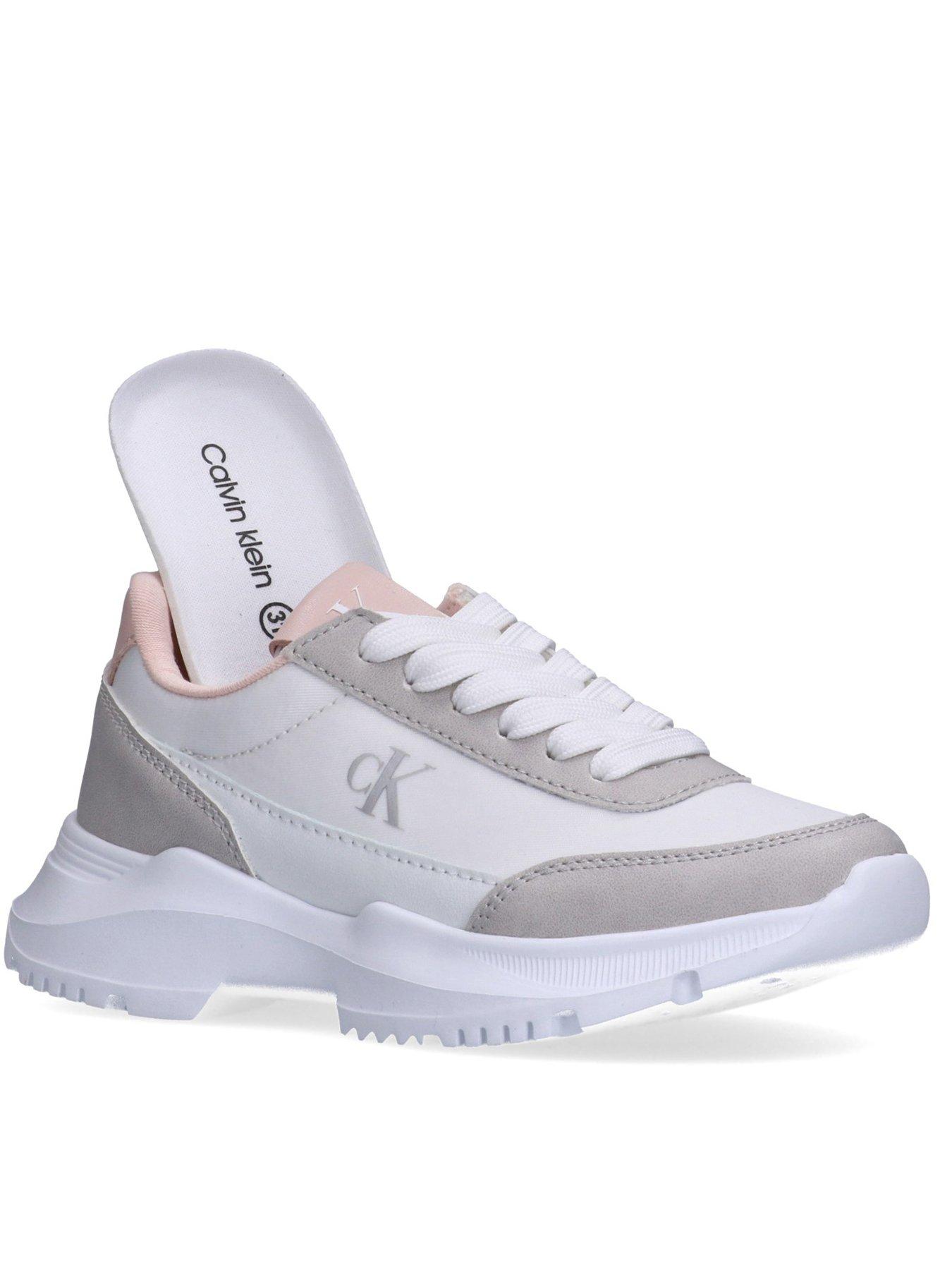 Image 2 of 6 of Calvin Klein Jeans Girls Low Cut Lace-Up Trainers - White