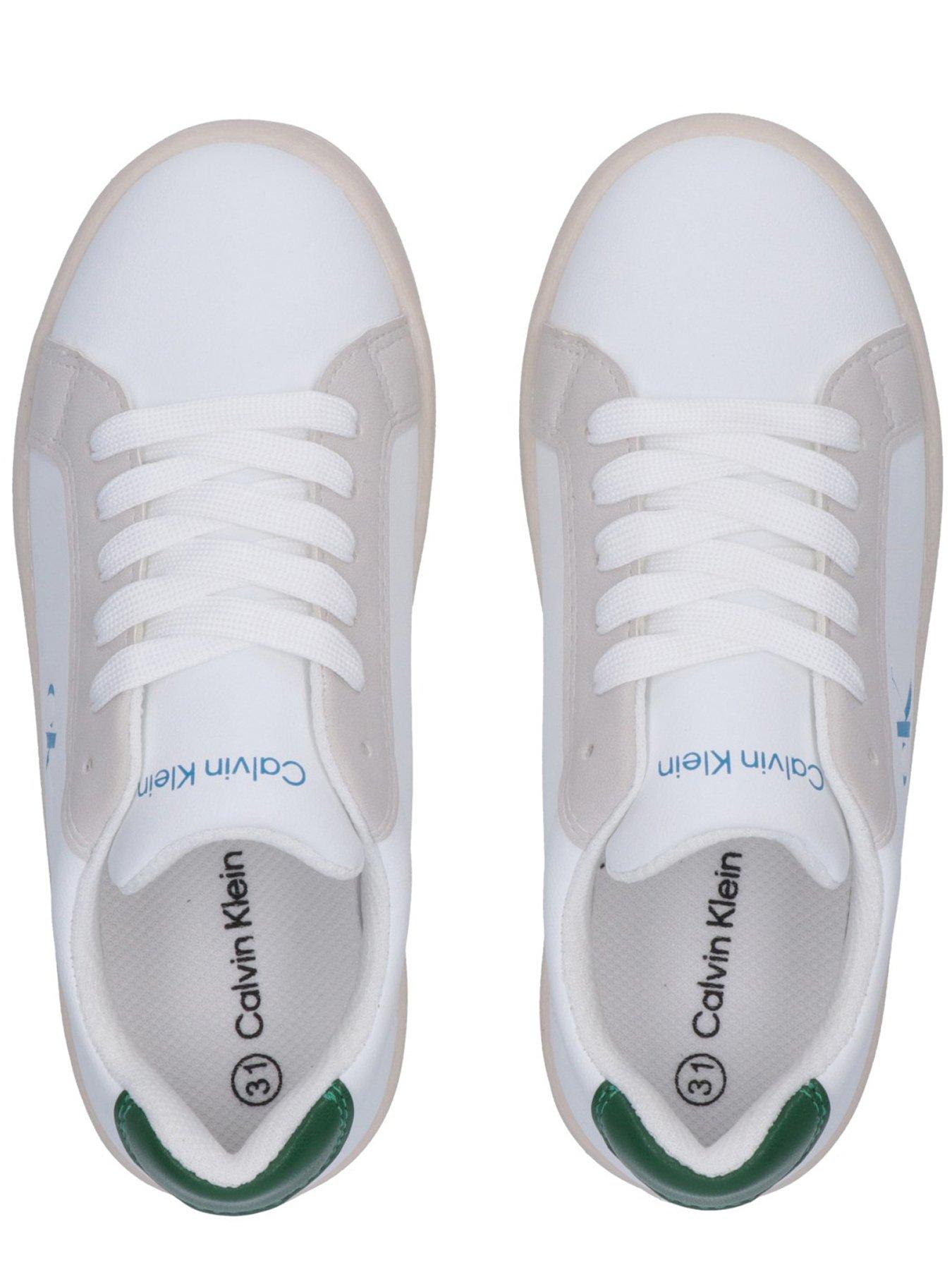 Image 4 of 5 of Calvin Klein Jeans Boys Low Cut Lace-Up Trainees - White