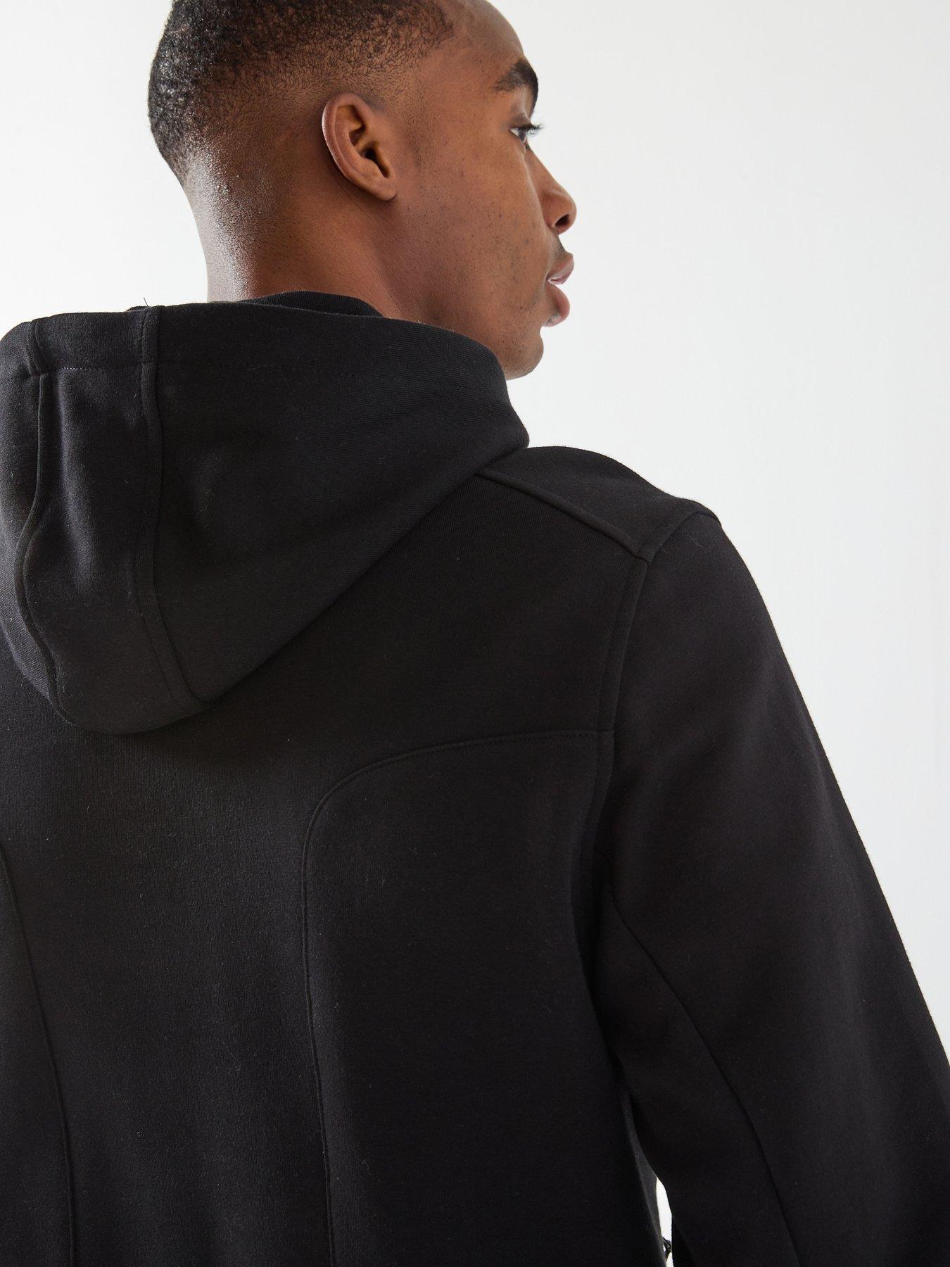  image of zavetti-canada-dimola-panelled-pullover-logo-hoodie-black