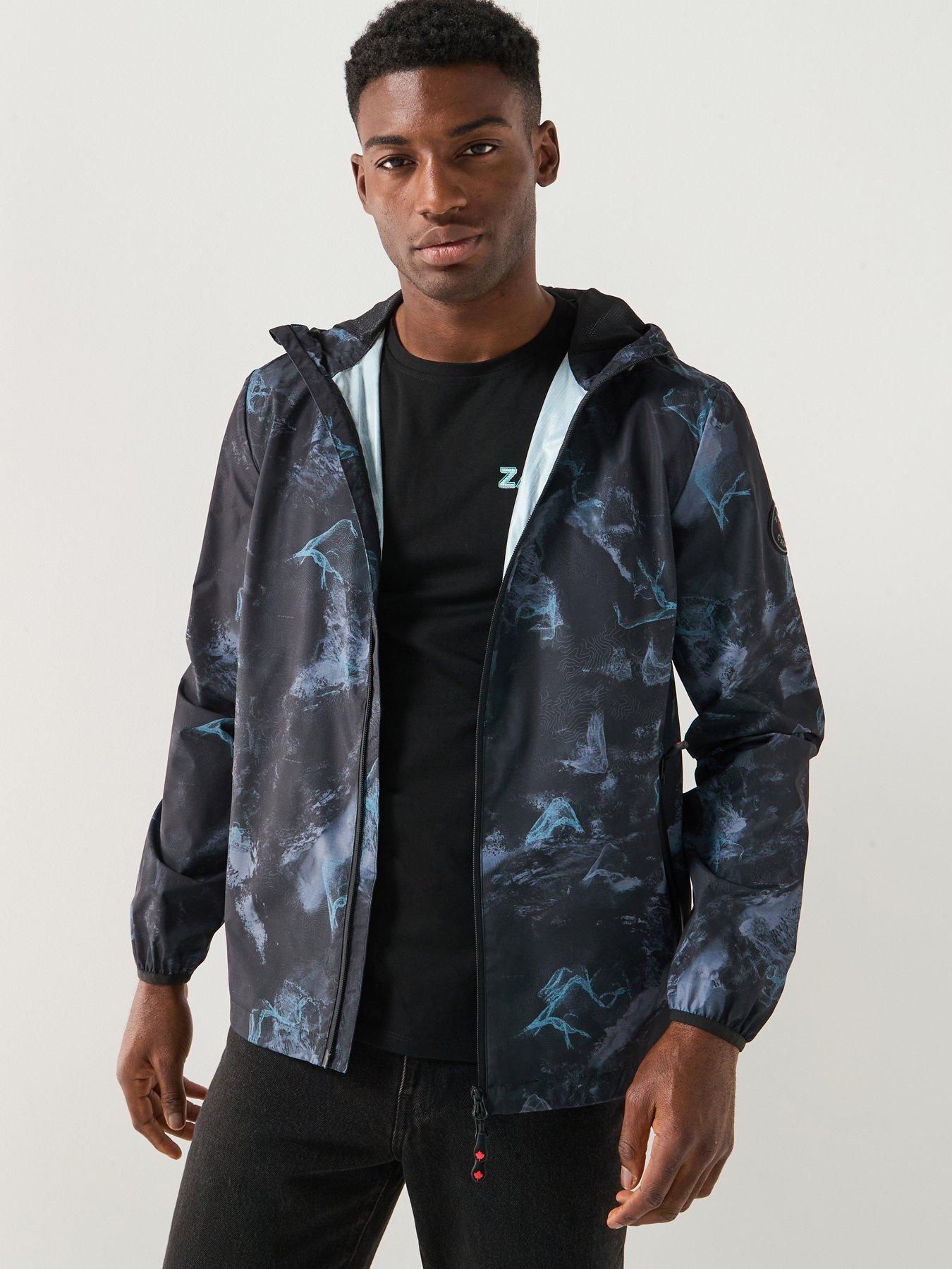 Image 1 of 6 of Zavetti Canada Andrioli Camo Hooded Windbreaker Jacket - Black