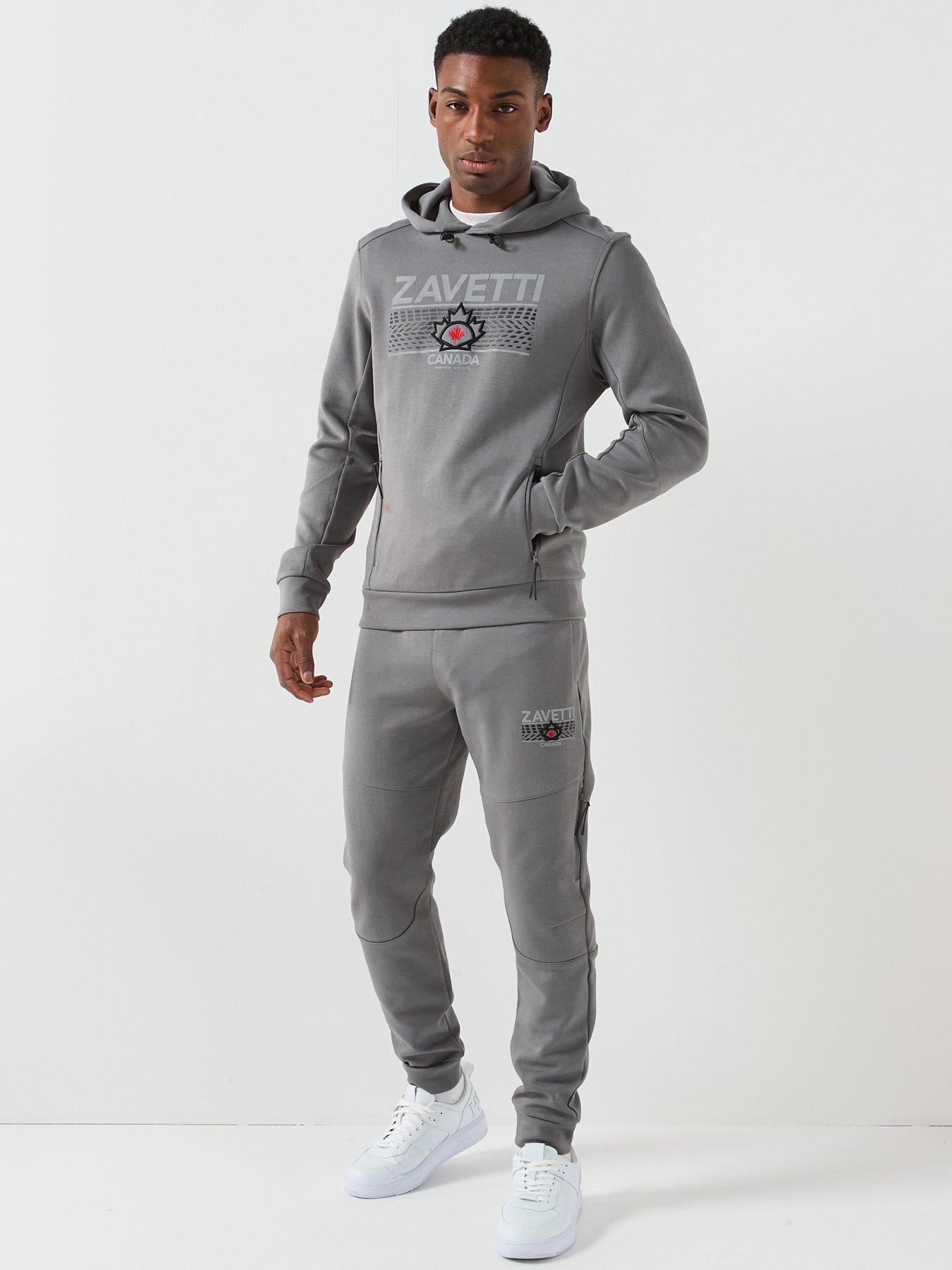  image of zavetti-canada-dimola-panelled-pullover-hoody-and-cargo-tracksuit-dark-grey