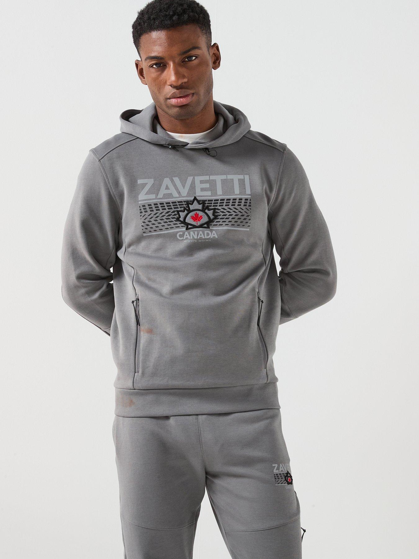  image of zavetti-canada-dimola-panelled-pullover-hoody-and-cargo-tracksuit-dark-grey